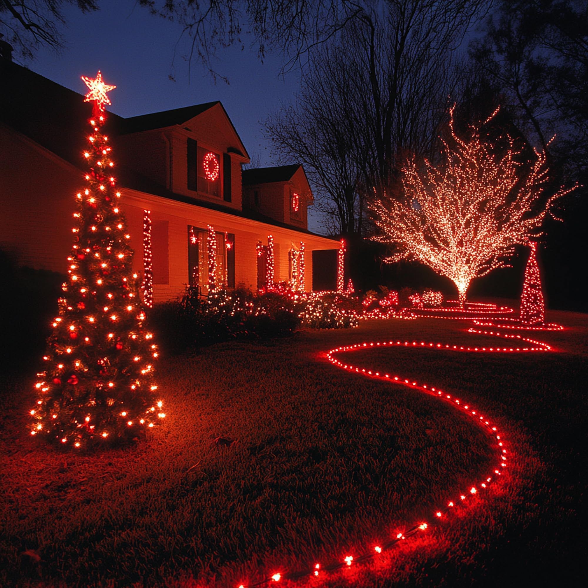Tw Shine Solar Christmas Lights 400 Led 132 Ft Waterproof Red Decor Hb-200Coi