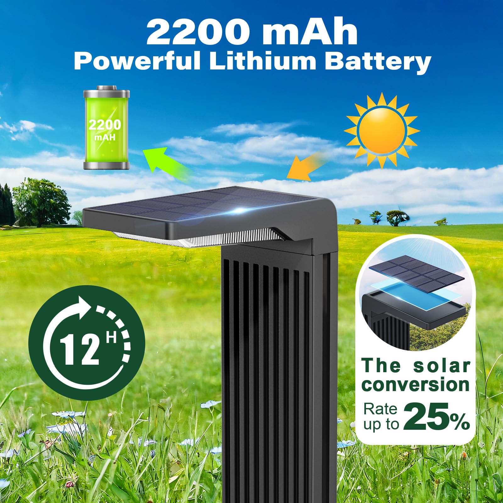 Coxseni Solar Path Lights 4-Pack, 60 Led Waterproof Landscape Lighting For Driveway & Garden