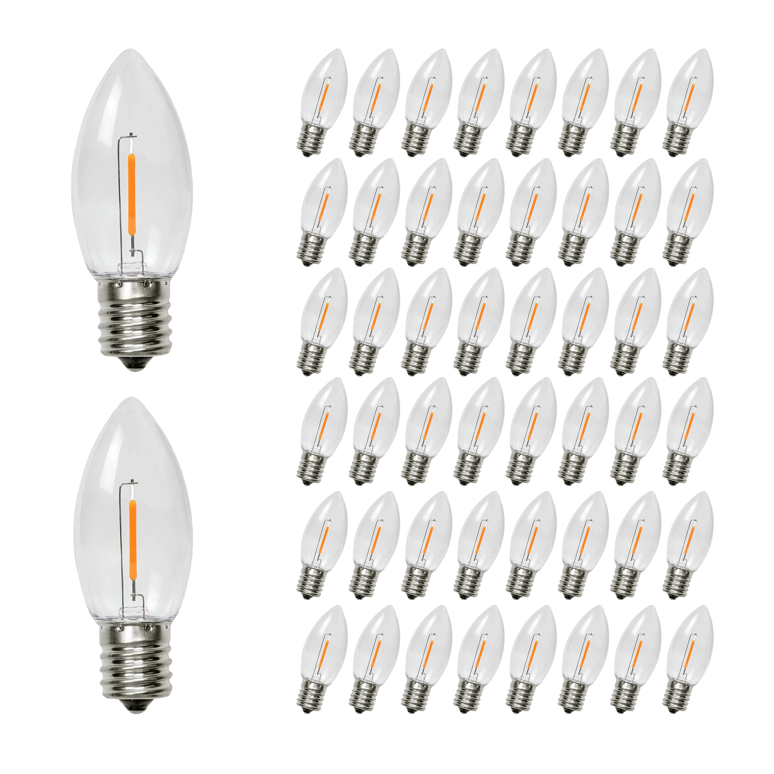 Kly 50 - Pack C9 Led Christmas Light Bulb, Plastic Shatterproof C9 Replacement Edison Bulbs, 0.6W Equivalent To 4W 5W 6W 7W Led