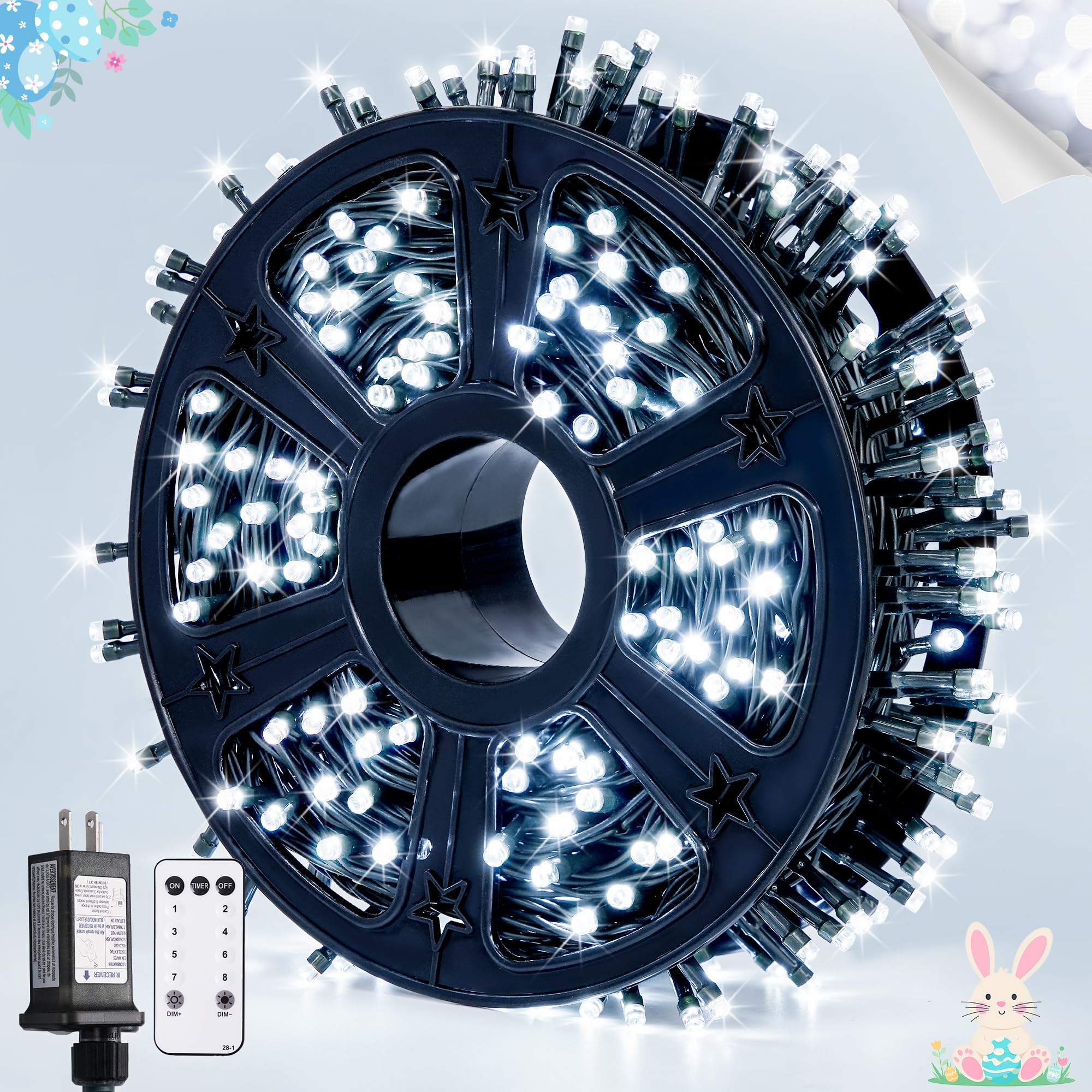 JMEXSUSS 400 LED White String Lights Outdoor Waterproof, 132ft Christmas Tree Lights with Remote, Indoor String Lights Plug in f