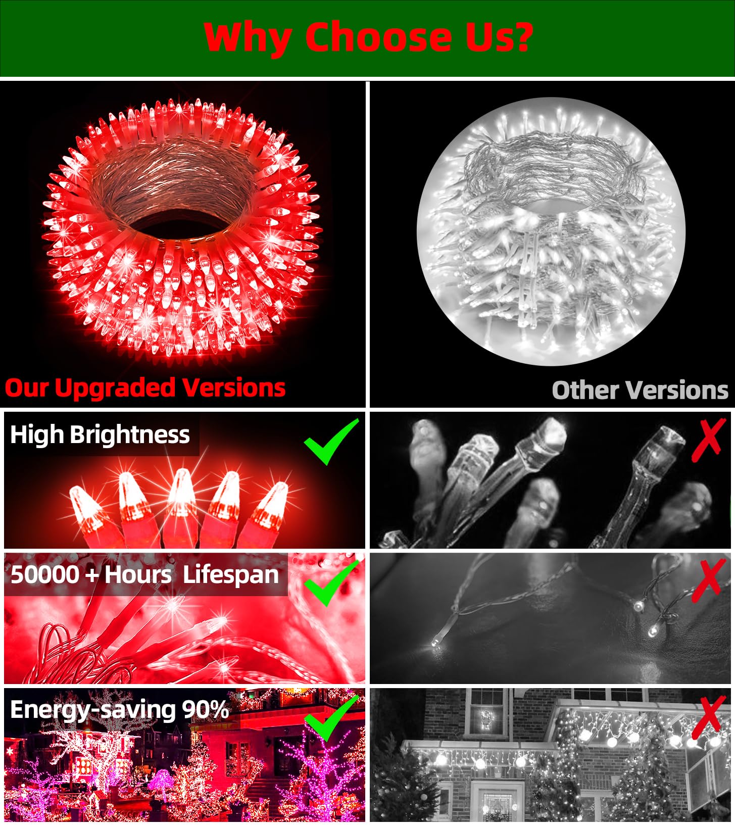 Quhuatu 1500 Led Chrstmas Lights  470Ft Outdoor Christmas String Lights With 12 Modes  Red Led String Lights With Timer Dimmable Waterproof For Tree Fence Garden Xmas Wedding Party Decor Red