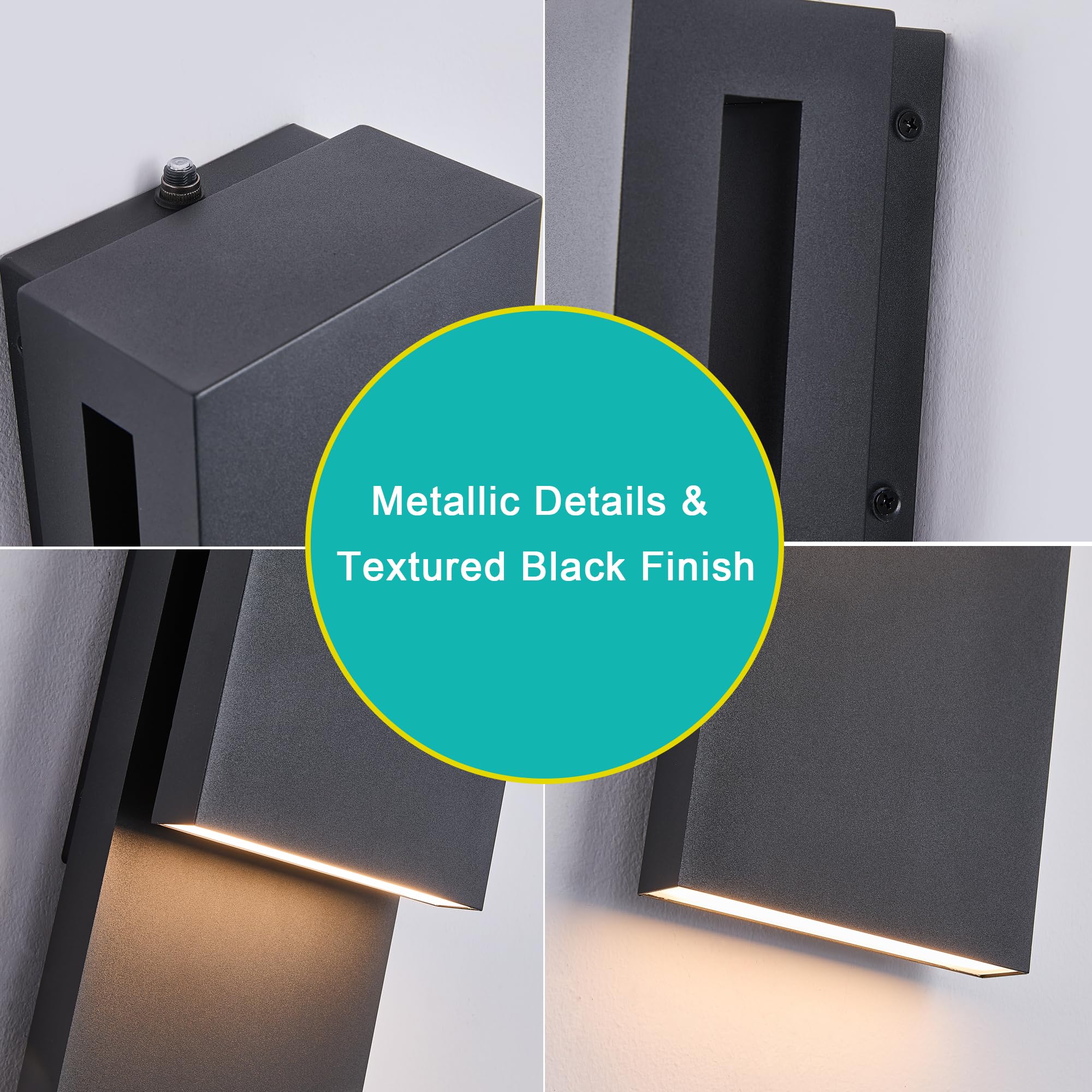 Tarentlight Dusk To Dawn Outdoor Lighting Fixture Wall Mount Modern Integrated Led 2-Light 17W  Exterior Sensor Front Porch Light Textured Black Anti Rust Outside Wall Lights For House Doorway Garage