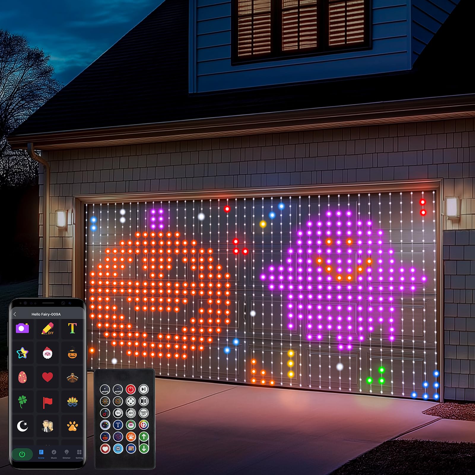 DealBeta Smart Curtain Lights, 800 LED, 20Ft x 10Ft, Music Sync, Color Changing, Model DMO-410, Indoor/Outdoor Decor