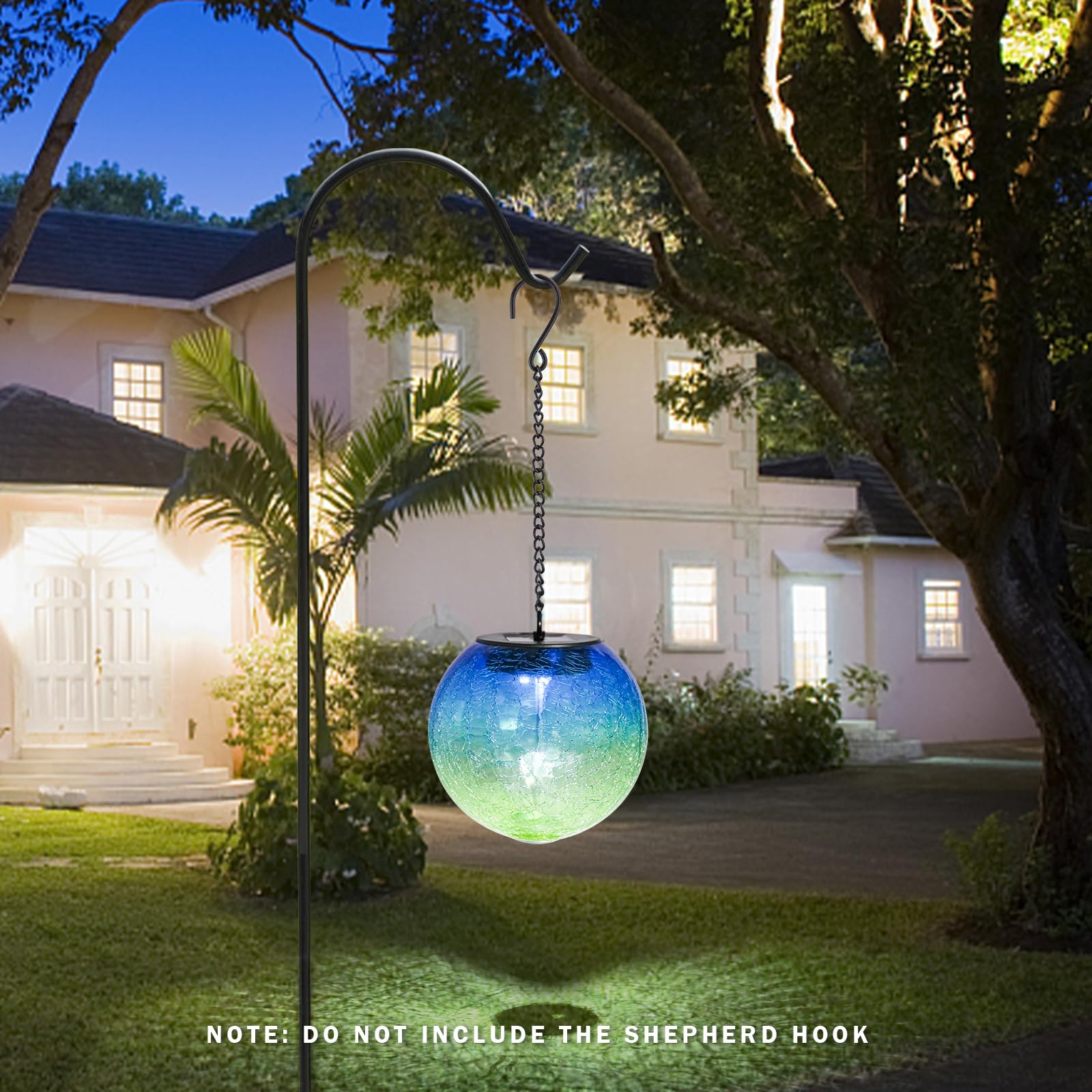 Wonder Solar Hanging Solar Lights - Waterproof Led Cracked Glass Ball Lanterns For Outdoor Decor