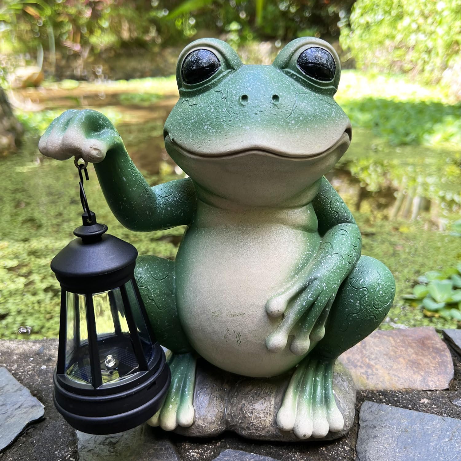 Yody Solar Garden Statues Outdoor Decor- Yard Decorations For Patio, Balcony, Backyard, Lawn Ornaments - Frog Figurines With Led