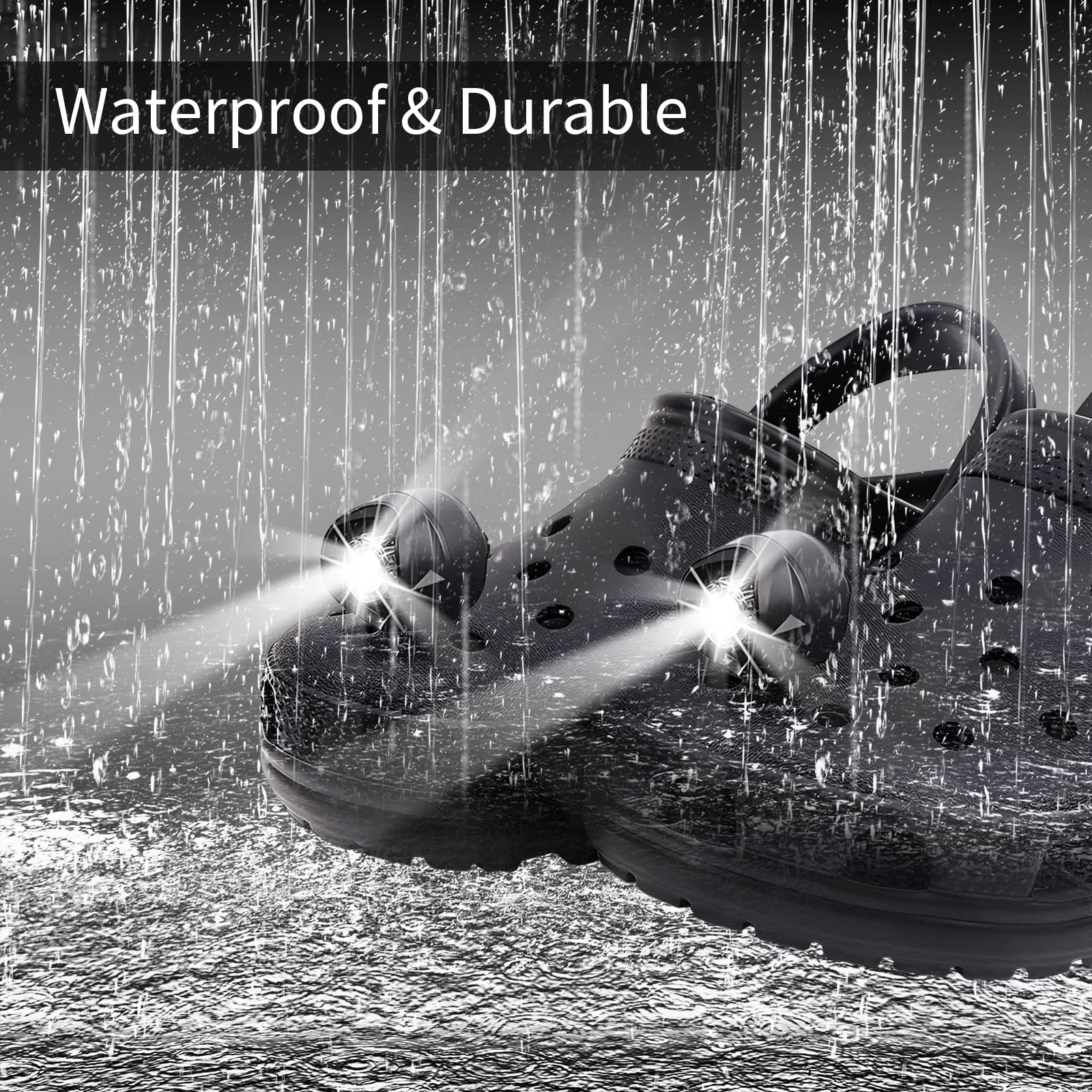 Vergissm Rechargeable Flashlights Compatible with Croc, 2 PCs LED Headlight, Waterproof Hands Free Flashlights with 3 Lighting M