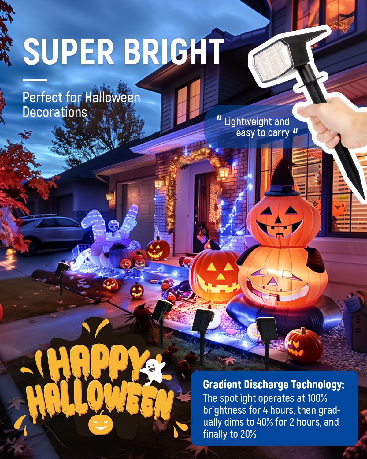 Auderwin Solar Spot Lights Outdoor Waterproof 6 Pack Ip65, 63 Led 3 Lighting Modes Spotlights For Yard Garden House Garage Pathw