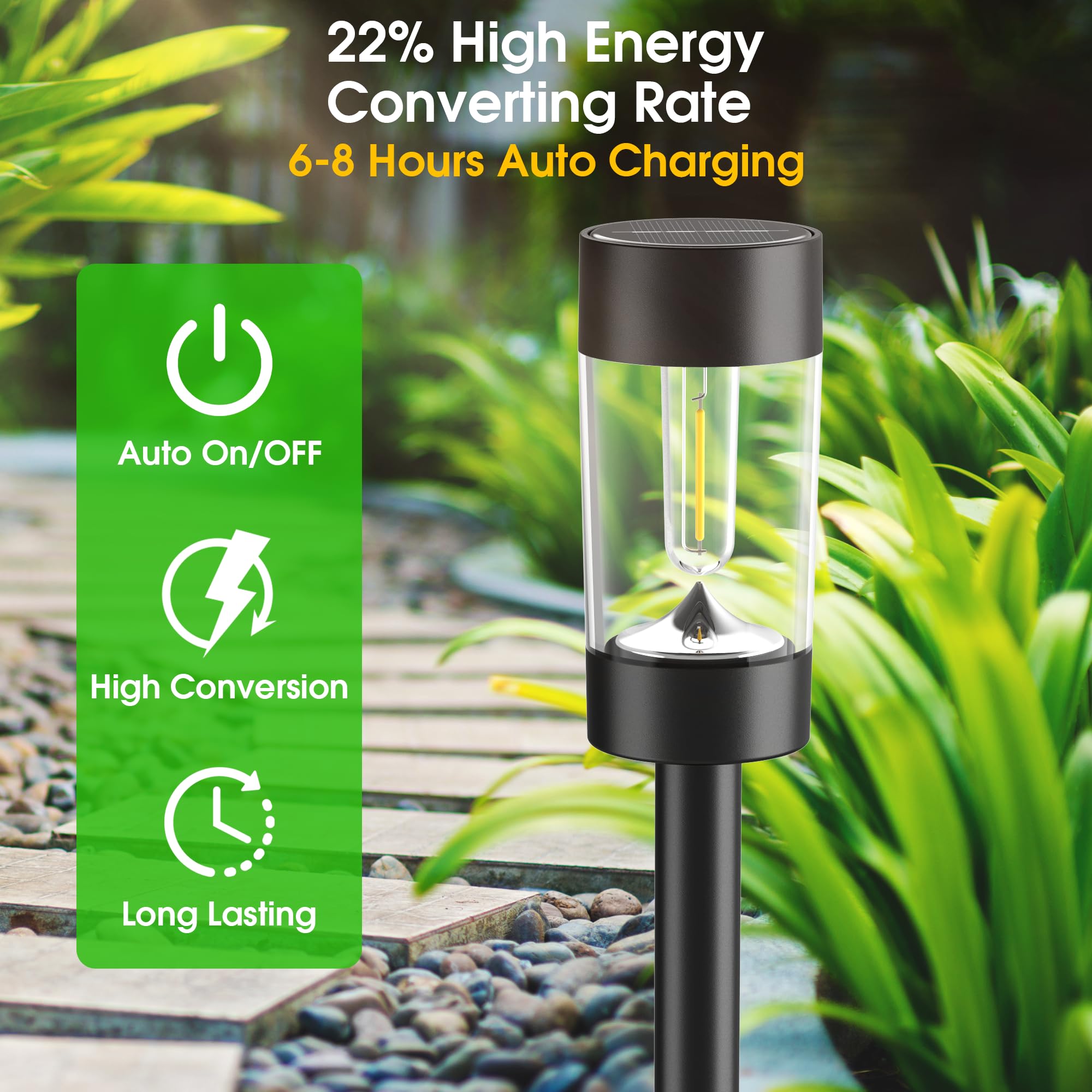 Eyrosa Solar Lights Outdoor, 12 Pack Waterproof Solar Landscape Lighting For Pathway Garden Yard Path Walkway Driveway Lawn Pati