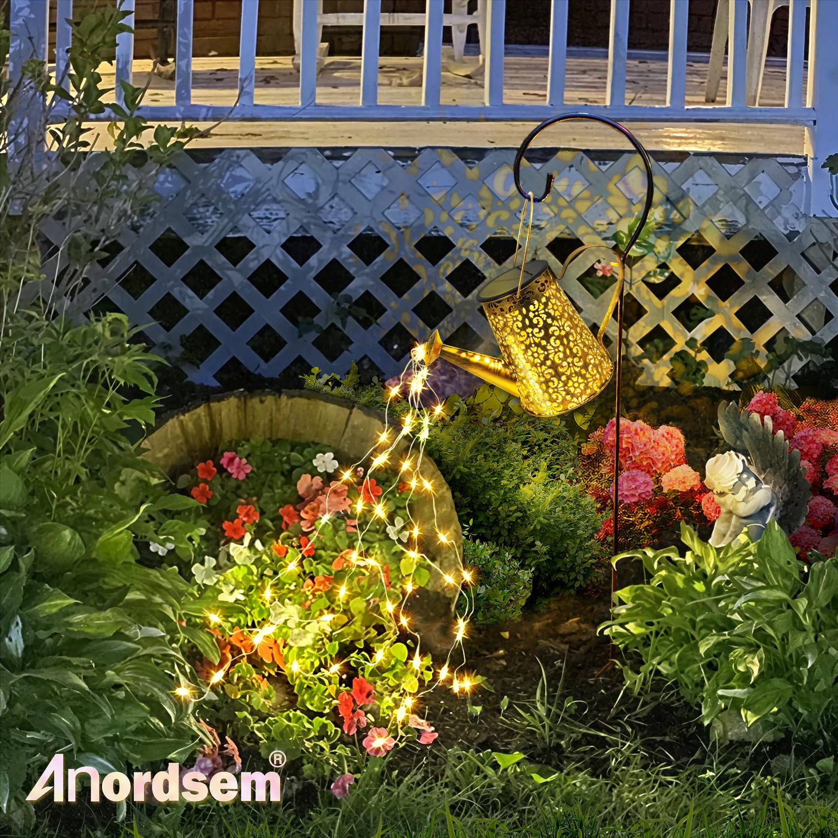 Anordsem Solar Watering Can Lights: Garden Light Waterproof Outdoor Yard Decoration - Fairy Lantern Hanging For Patio Proch Deco