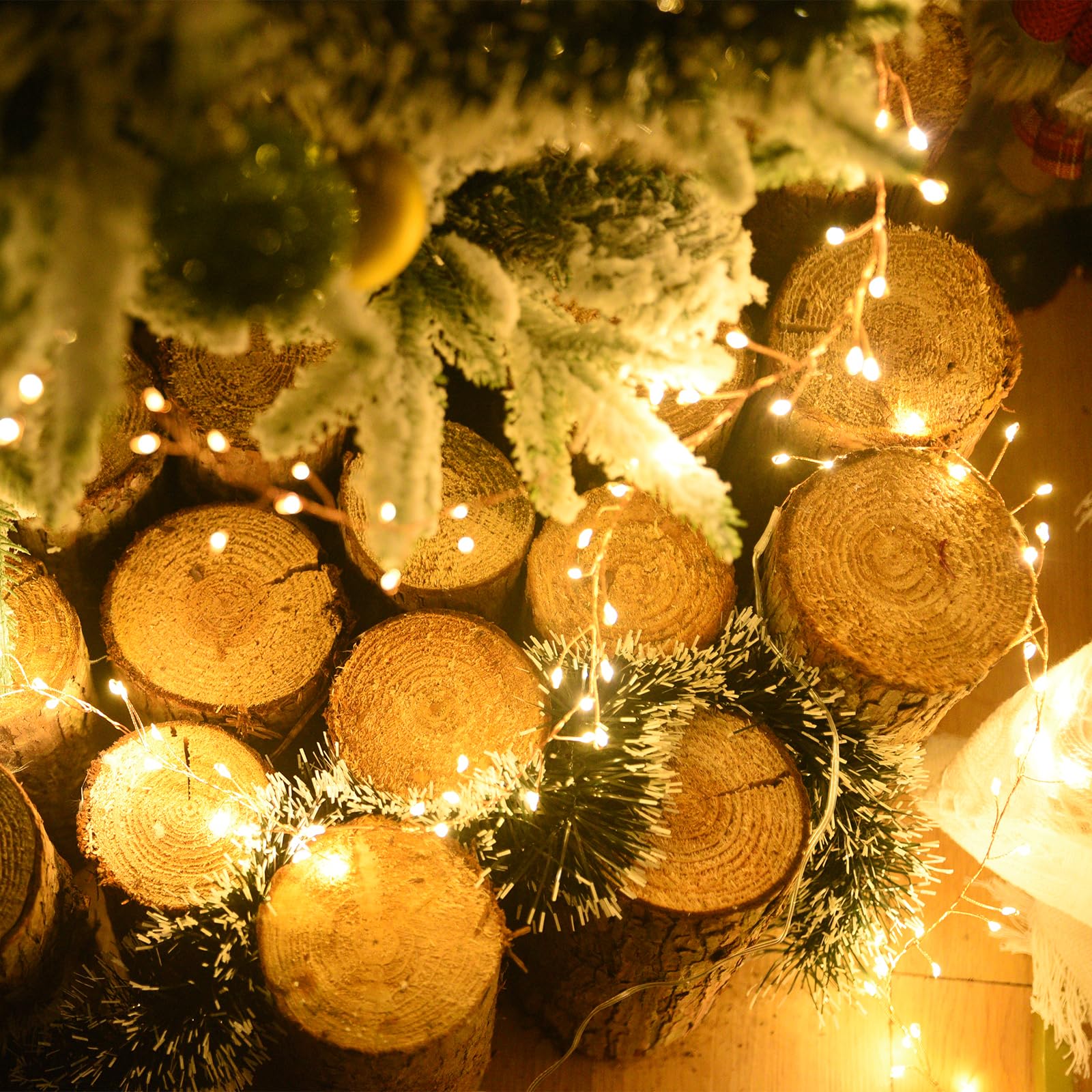 Lycklig Battery Operated Christmas Lights, 200 LED Warm White Fairy Lights, 20FT, Waterproof, Remote, 8 Modes, Gold Copper Wire