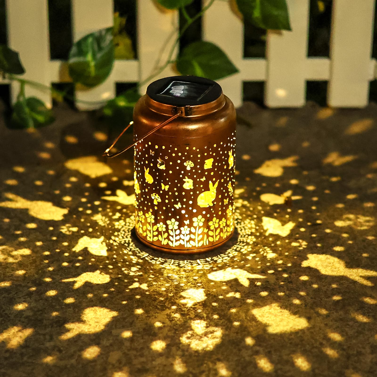 Rabbit Solar Lanterns Outdoor Waterproof Hanging Lights Garden Decor Birthday Gifts For Women Mom Grandma Metal Solar Lantern Decorative Light For Yard Porch Patio Pathway Backyard