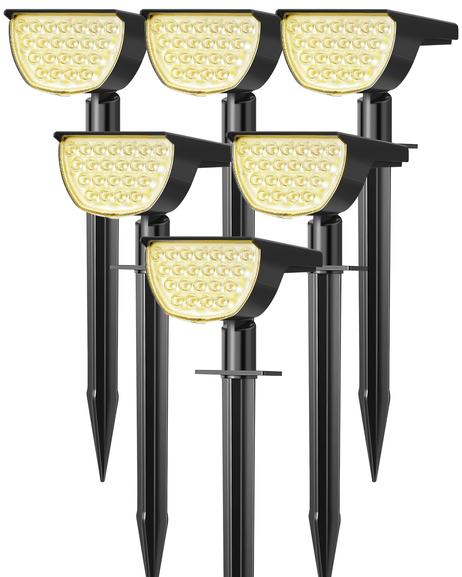 GKGG Solar Spot Lights Outdoor, 76 LED, 3 Lighting Modes, IP65 Waterproof, 6 Pack, Warm White, Model YY-TD-219
