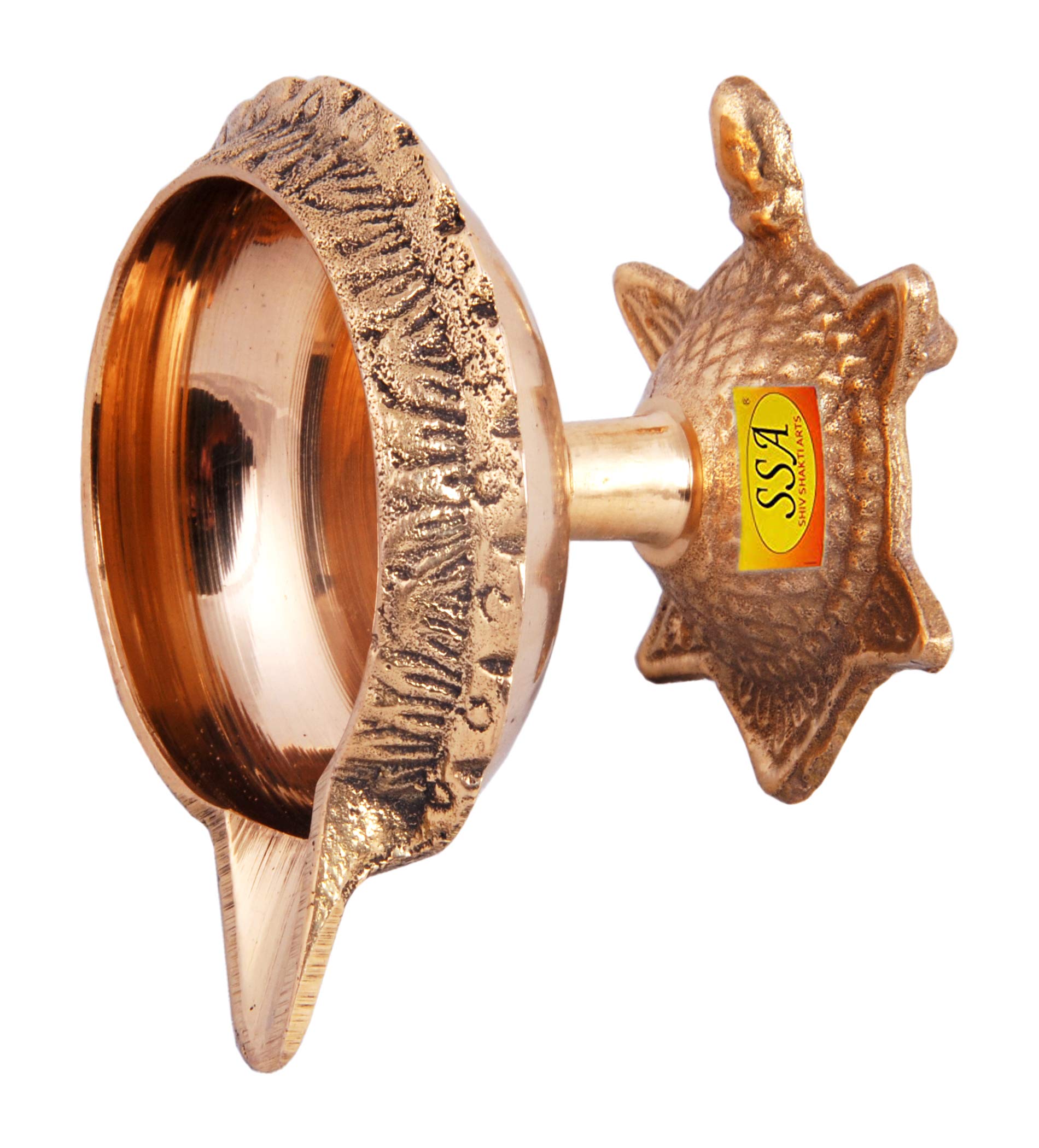 Shiv Shakti Arts Pure Brass Kuber Diya with Turtle Base Big No.2 (110 Gm Each) Designer Engraved Diya, Deepak for 2020 Navrati D