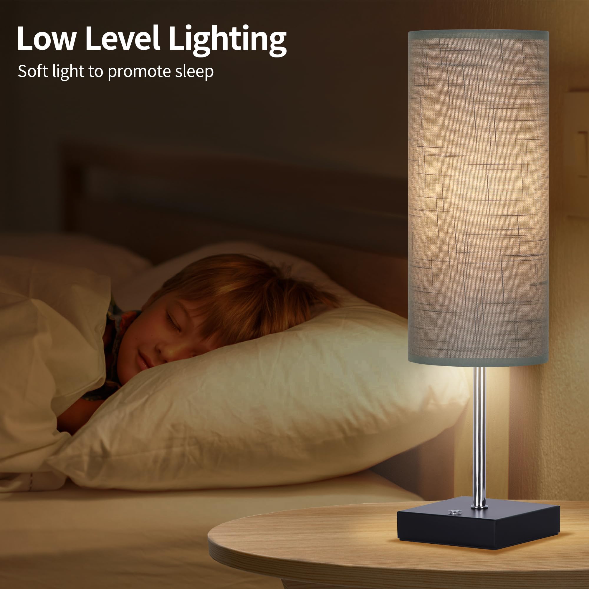 AVV Cordless Table Lamp - 5000mAh Battery Powered, Touch Control, 18 Inch, Gray, Model RD-BTL4W-006