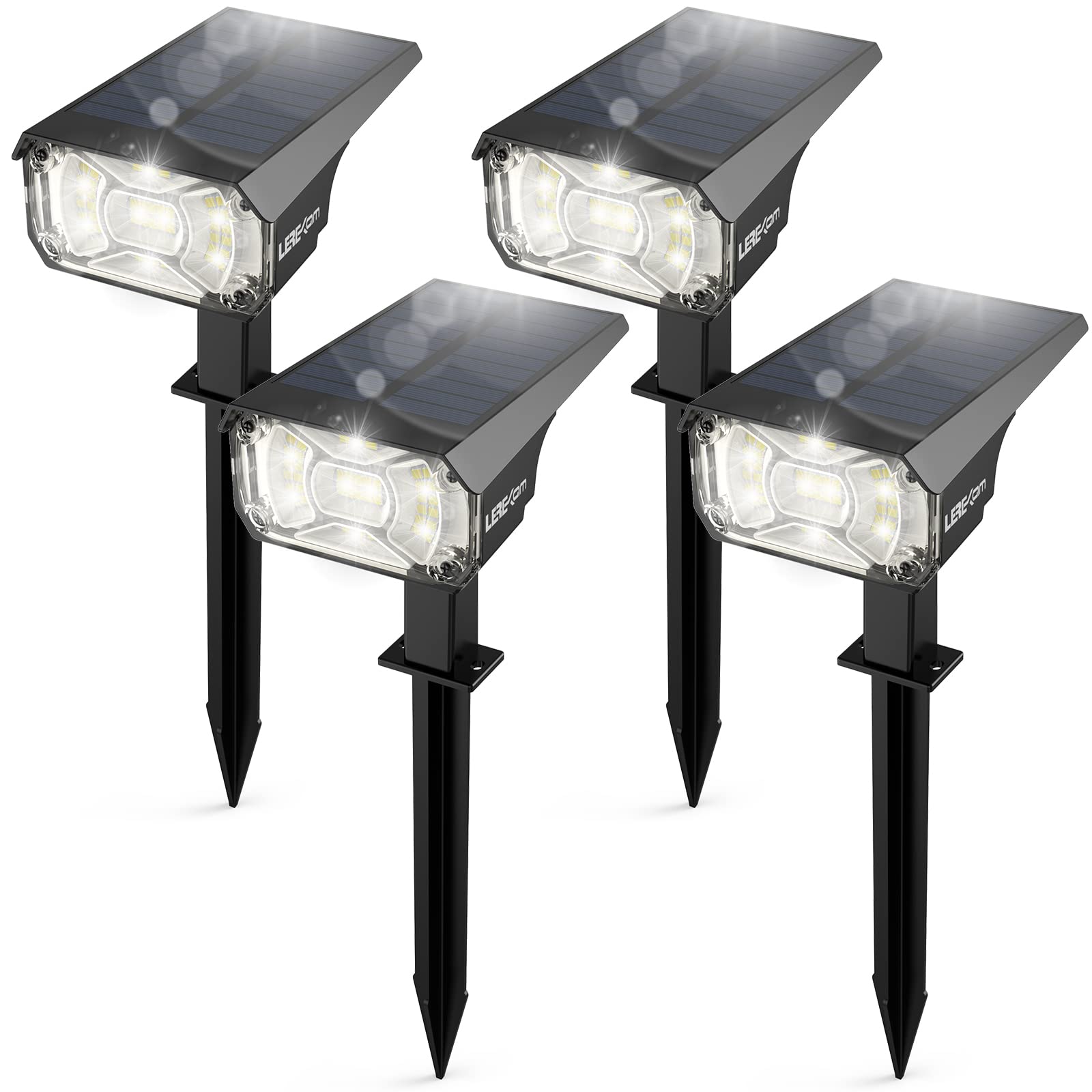 LEREKAM Solar Spot Lights, 40 LEDs, IP65 Waterproof, USB/Solar Powered, Cool White, 4 Pack, Model C2