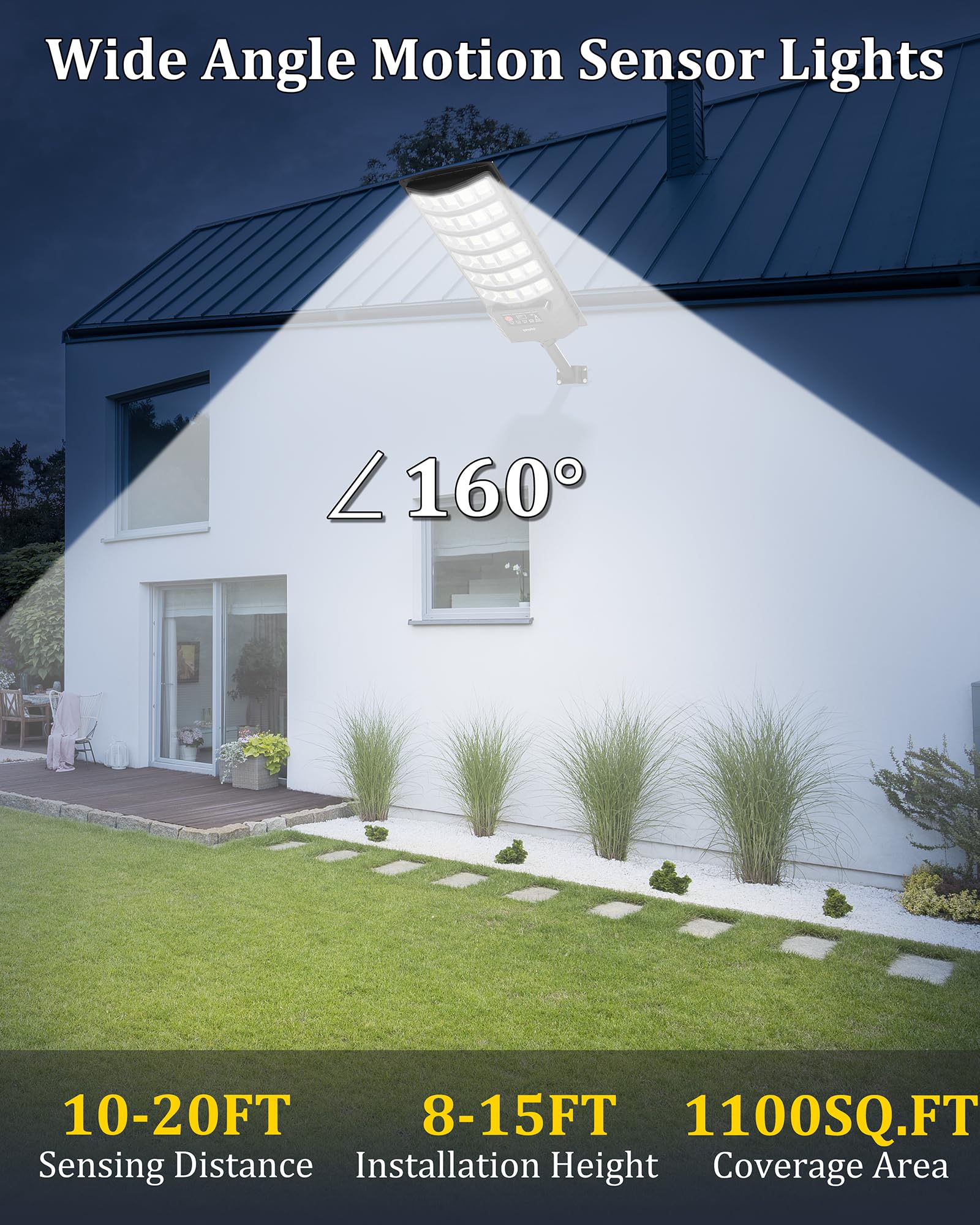 Ofuray Solar Flood Lights Outdoor, 5AH Motion Sensor Dusk to Dawn, 7000K Daylight, OZL-4Pack, Black