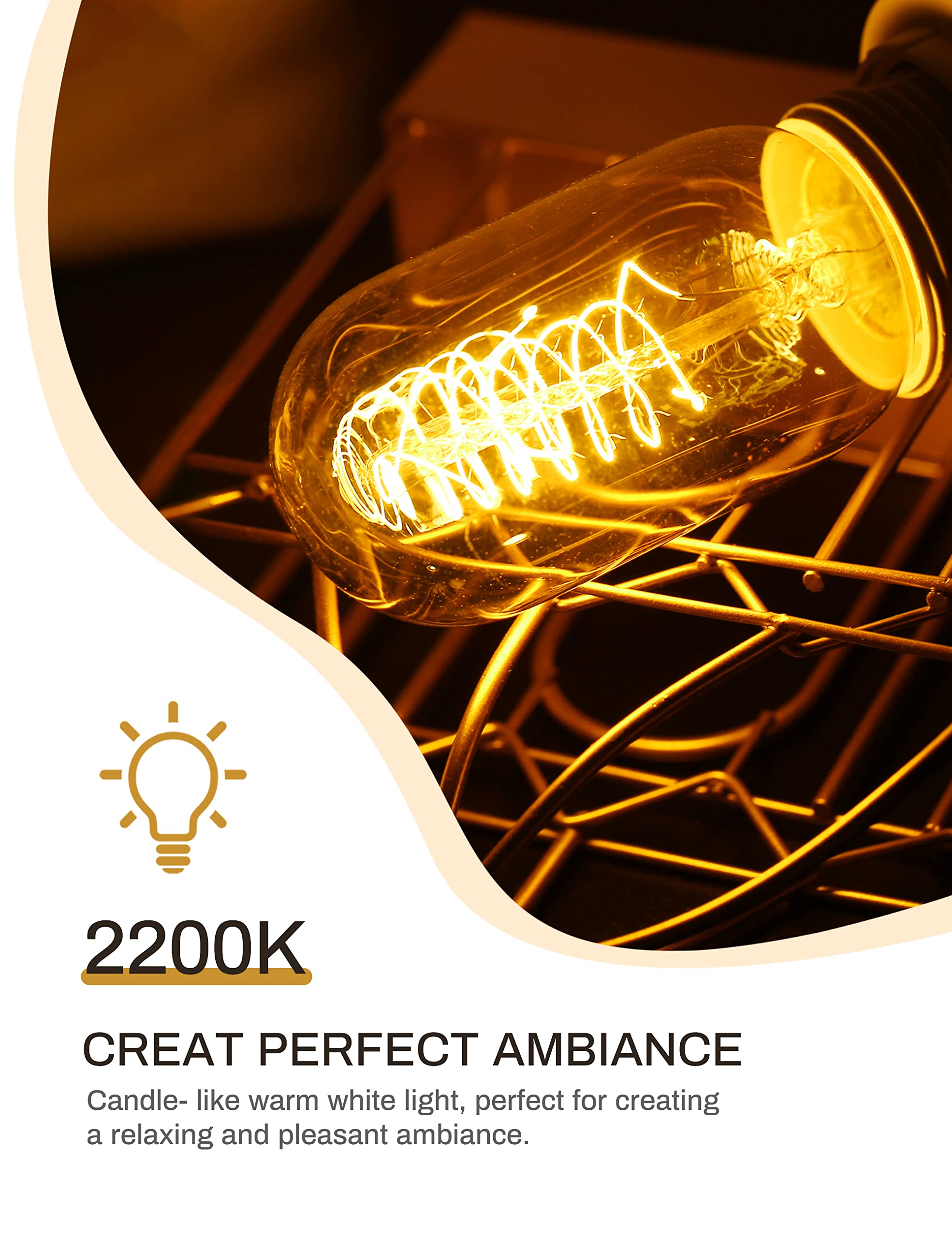 Doresshop Edison Bulbs [4 Pack], 60 Watt Light Bulbs, Incandescent Light Bulbs, T45, 110-130 Volts, E26 Bulb, Spiral Filament Li