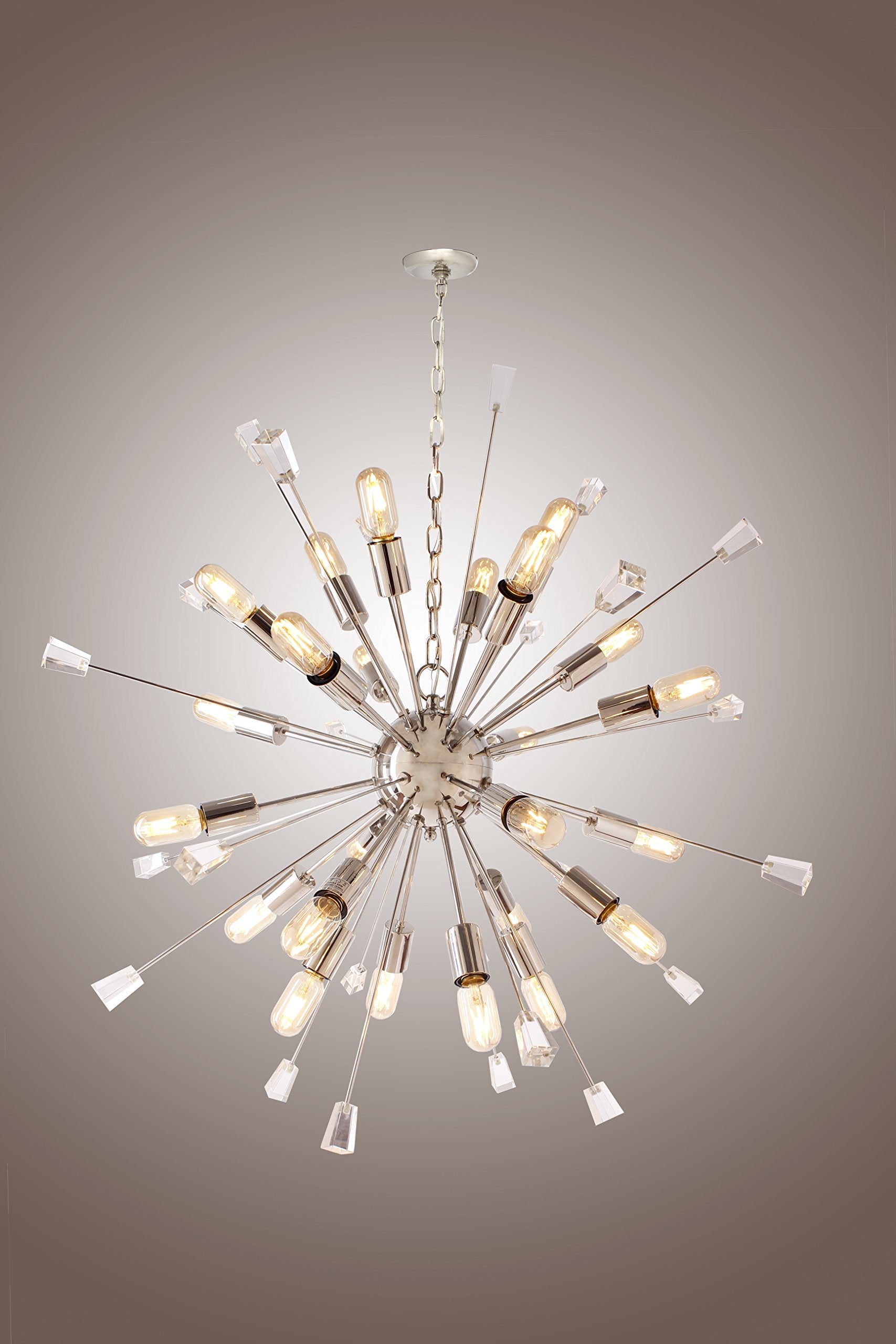 DecoMust Mid Century Starburst Chandelier 24 Light Edison Bulb Chrome Model DM24