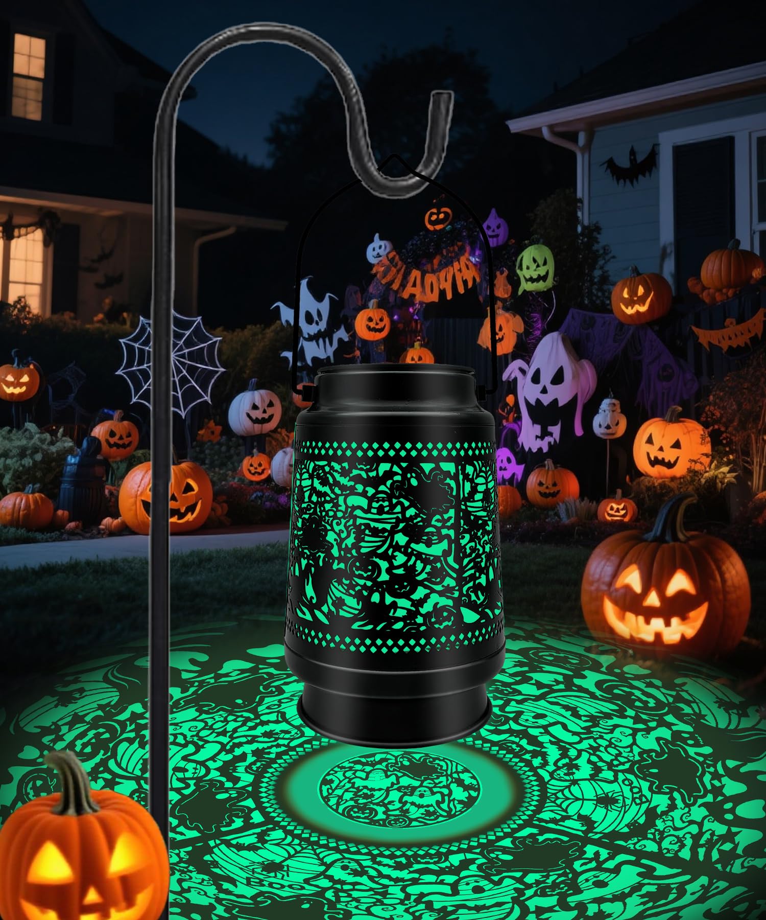 Halloween Decor Outdoor Solar Lanterns Waterproof Halloween Decorations Scary Ghost with Pumpkin Spooky Lights for Garden, Patio