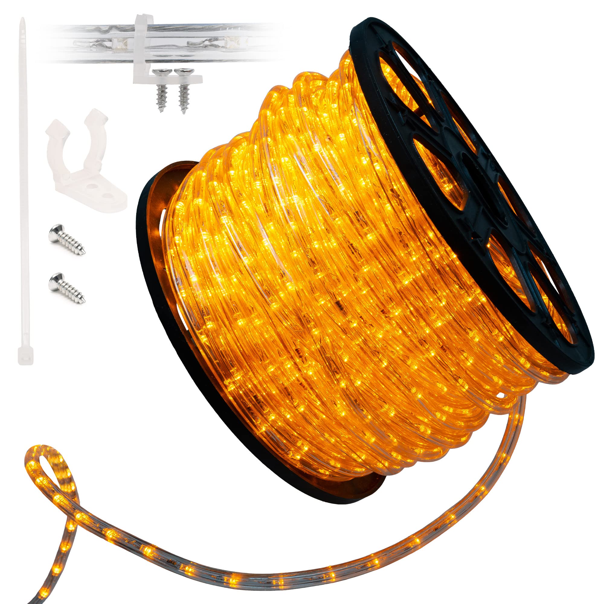 Wyzworks 1656Leds 150Ft Led Outside Rope Lights, Outdoor Etl Certified Waterproof Permanent 360 Degree Light Emitting, Flexible Tube, Connectable, Christmas Palm Tree Exterior Landscape, Orange