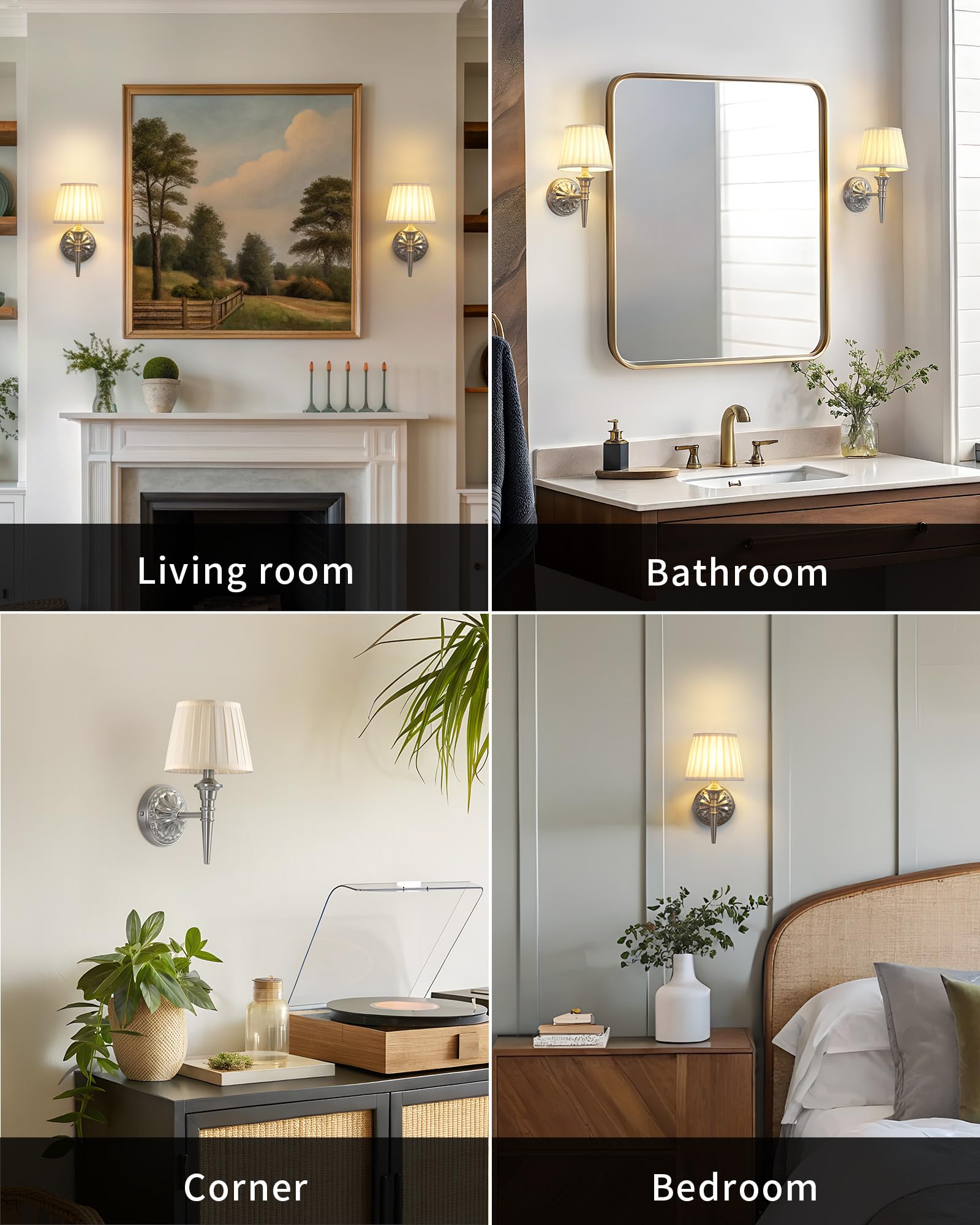 KDG Cordless Wall Sconces Set of 2, Rechargeable LED Lamps, Nickel & Beige, Model AMZ-TBL-035, Ideal for Living Room, Bedroom, Hallway
