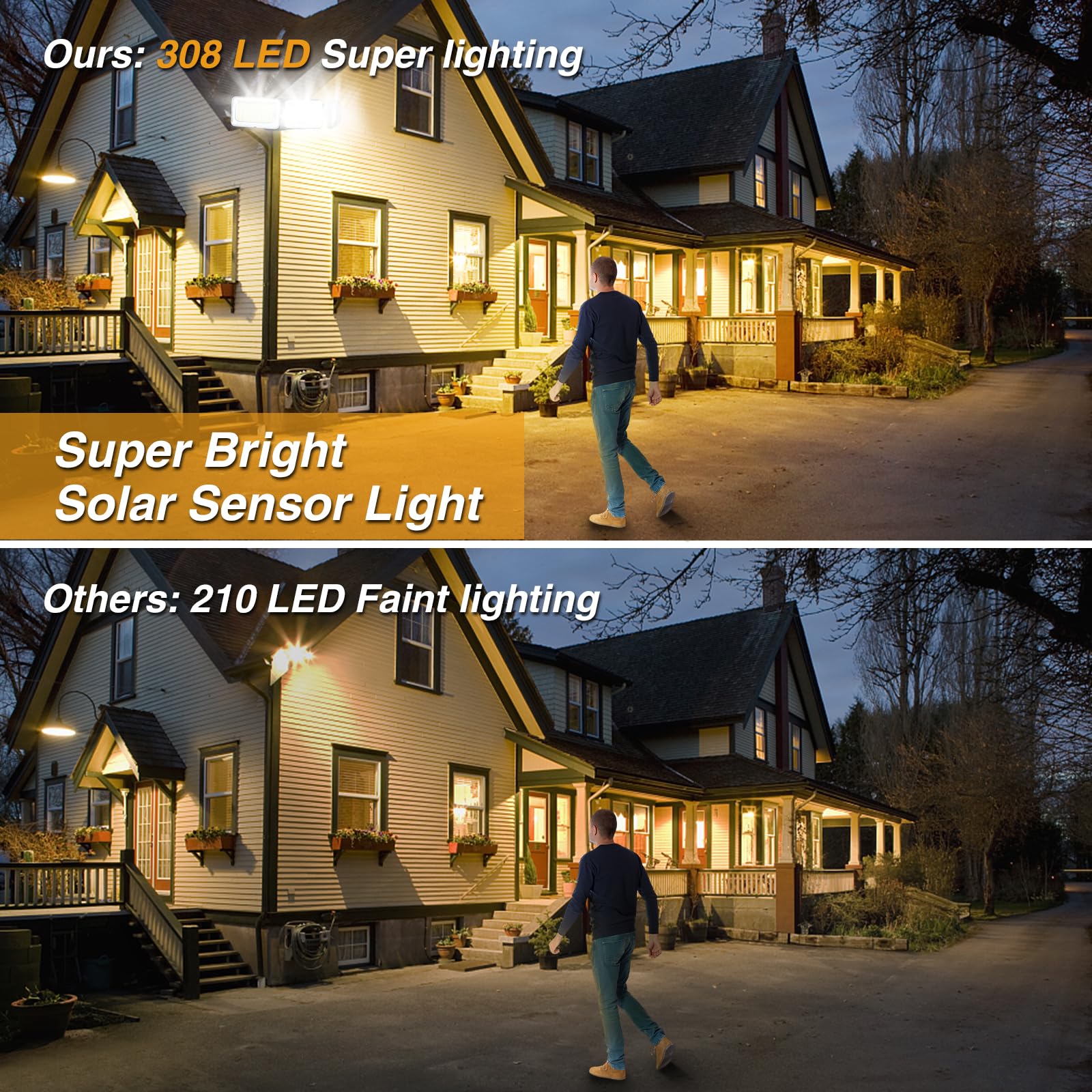 Ootday Solar Outdoor Security Lights, 368 Led, Ip65 Waterproof, Motion Sensor, Black, Model Sl002 For Garden, Patio, Yard, Garage