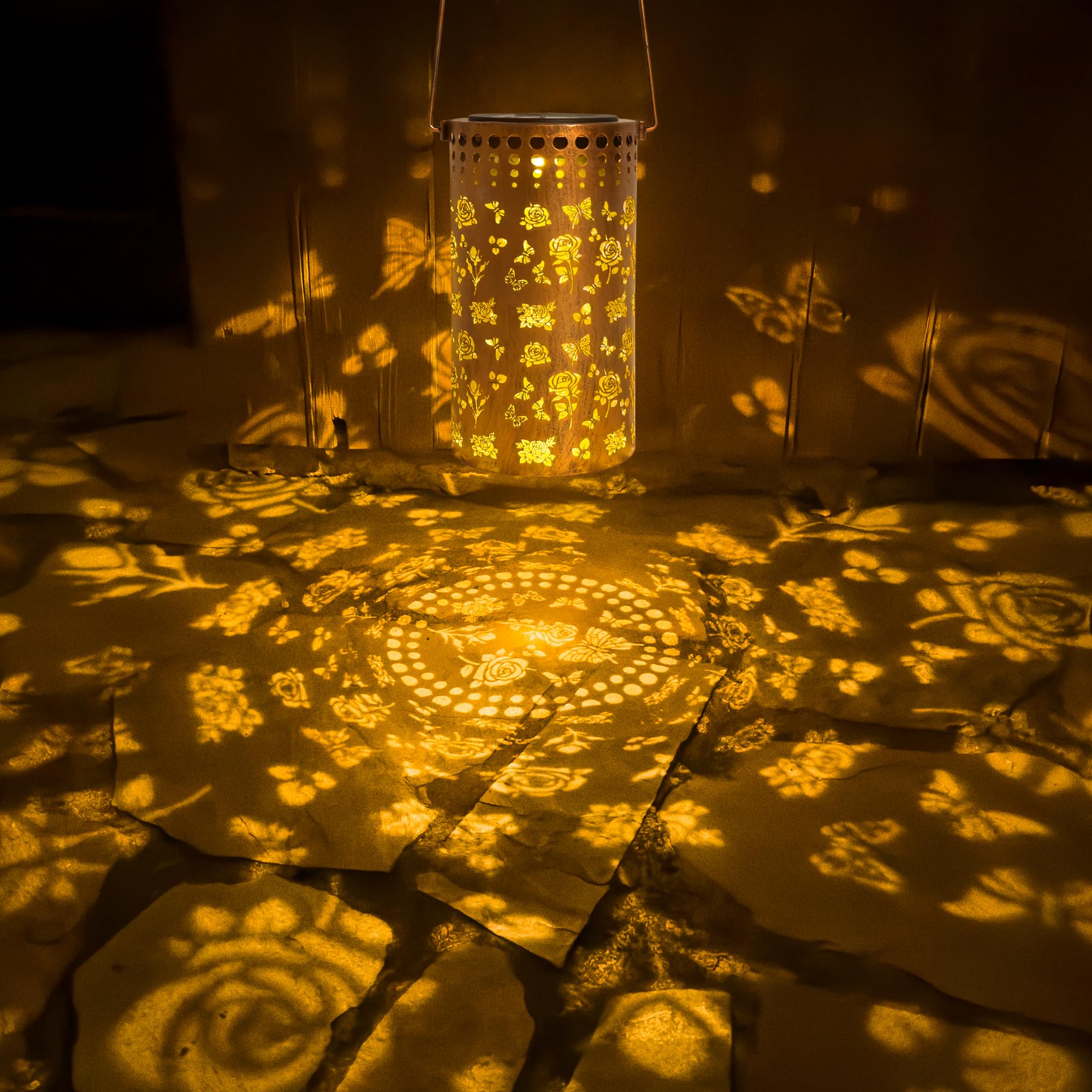 Anytalk Butterfly Rose Solar Lanterns Outdoor Waterproof, Birthday Gifts For Women Mom Grandma, Hanging Solar Lights For Yard, P