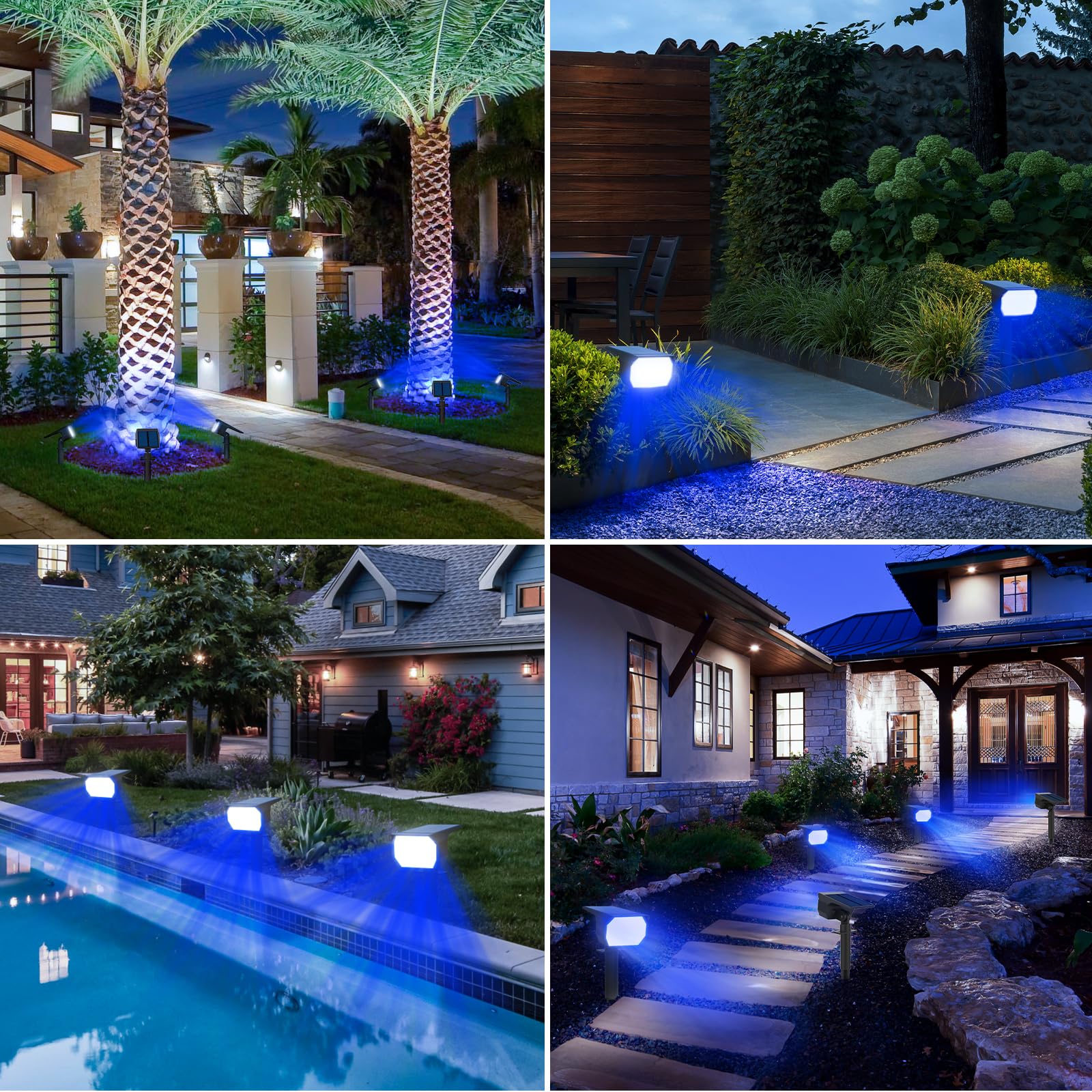 nipify Solar Spot Lights, Waterproof Landscape Lighting, 4 Pack, Blue, Model SF20250929B0FGP39DFR