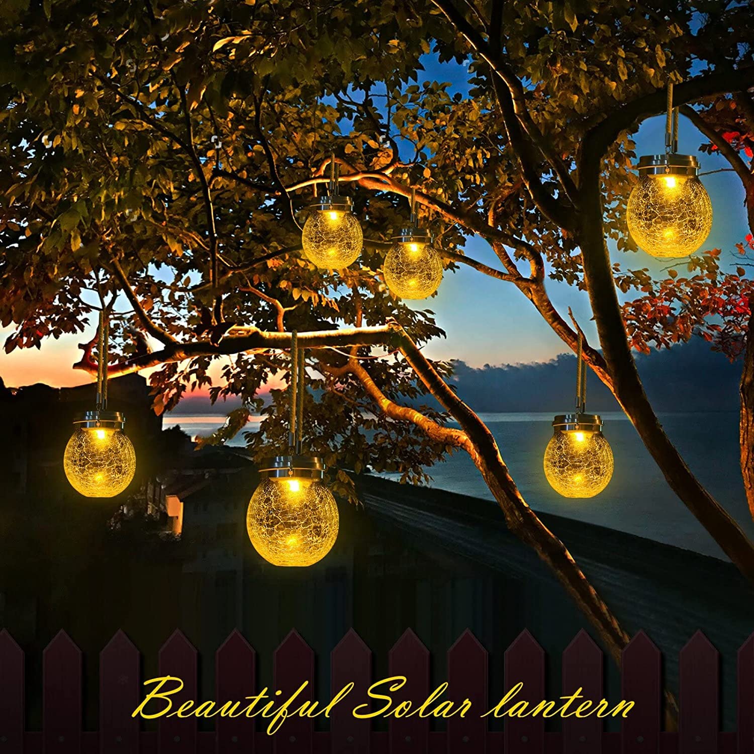 Dbf Solar Lanterns - Waterproof  le Glass Ball Lights, 4-Pack, Amber Warm, Model Dbf-Lantern-4W, Perfect For Outdoor Garden Decor