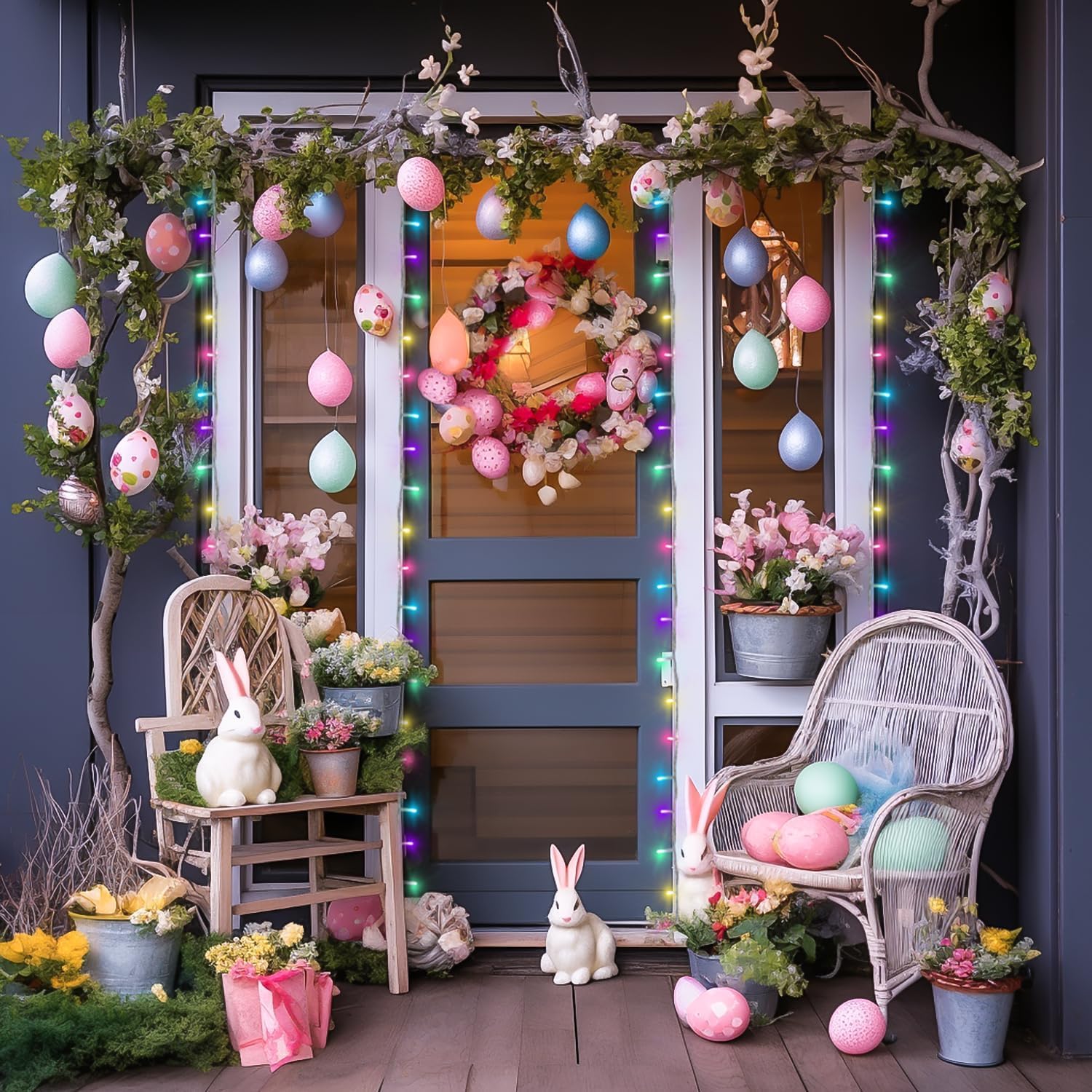 Jmexsuss Easter Lights Multicolor Clear Wire Outdoor Indoor, 200 Led Multicolor Easter String Lights, 66Ft Colorful Christmas Lights Plug In For Bedroom Tree Room Party Easter Decorations, Exs-S-0200