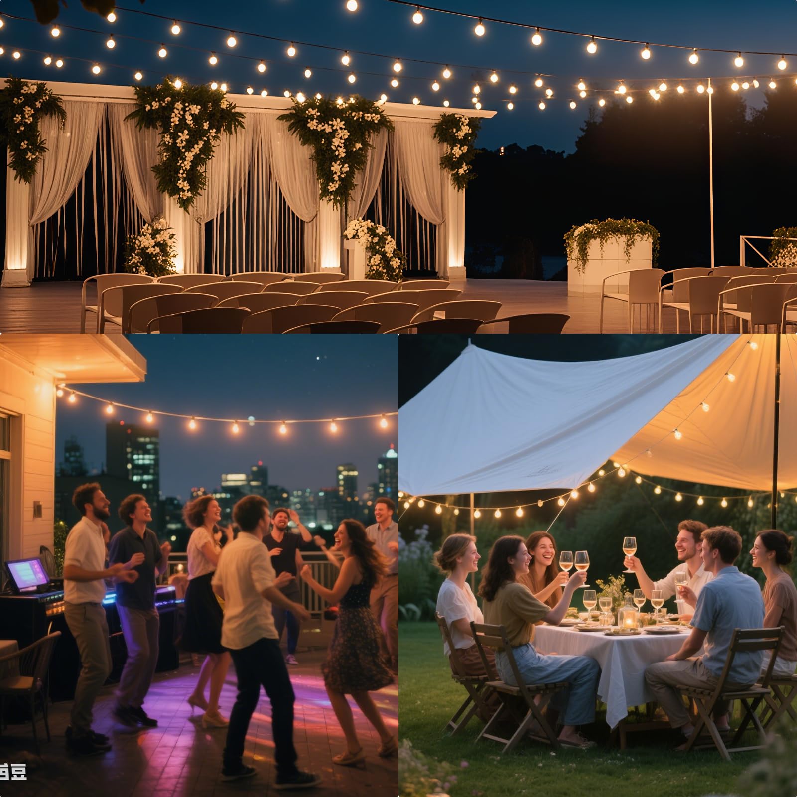 Hjq 120Ft(60X2) Solar String Lights Waterproof  Patio Lights Solar Powered With Remote & Usb Port  40+2 Led Shatterproof Bulbs  3 Modes  Dimmable Solar Lighting Hanging For Camping Backyard Garden