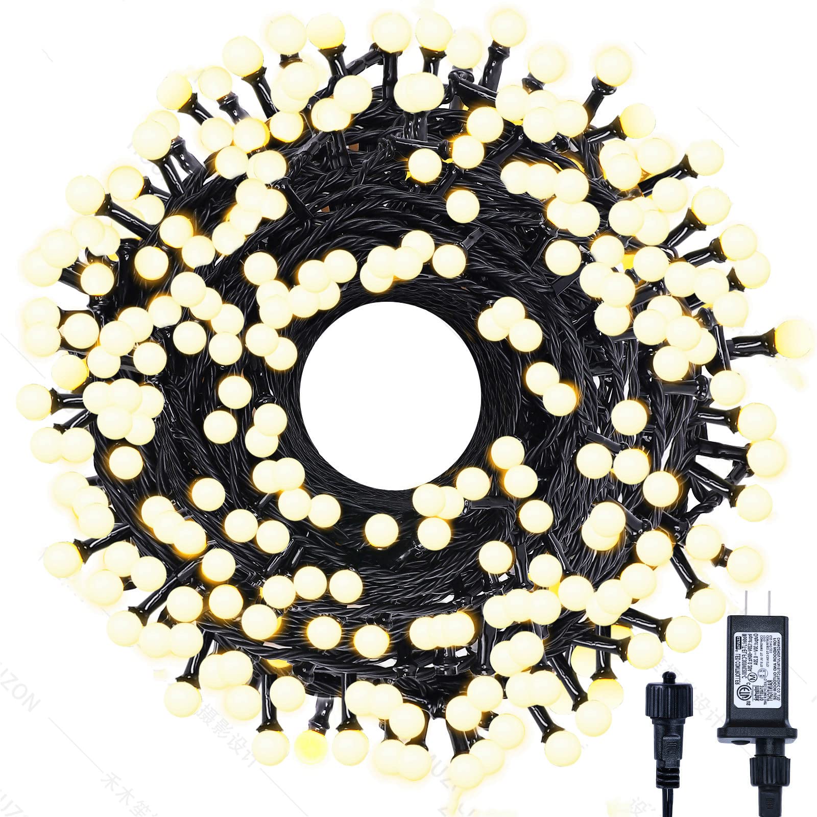 Meteds LED Christmas Lights Outdoor,300LED 105Ft 8 Modes Plug-in Connectable Waterproof Globe String Lights for Outdoor & Indoor