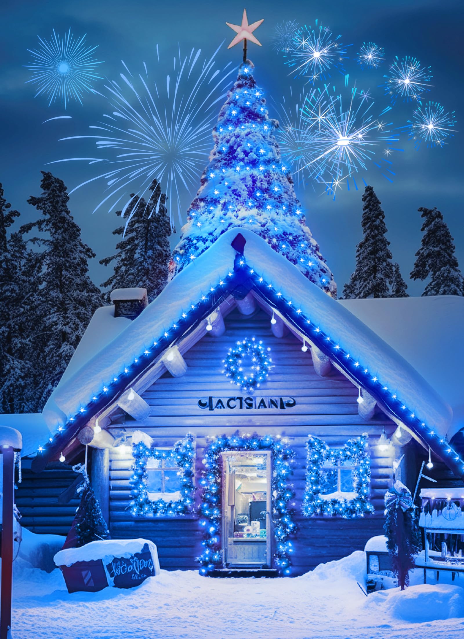 Minetom Solar String Lights For Outside, 33Ft 100 Led Outdoor Solar Fairy Lights, 8 Modes Balcony Lights For Tree Patio Christmas Party Wedding Decor (Blue)