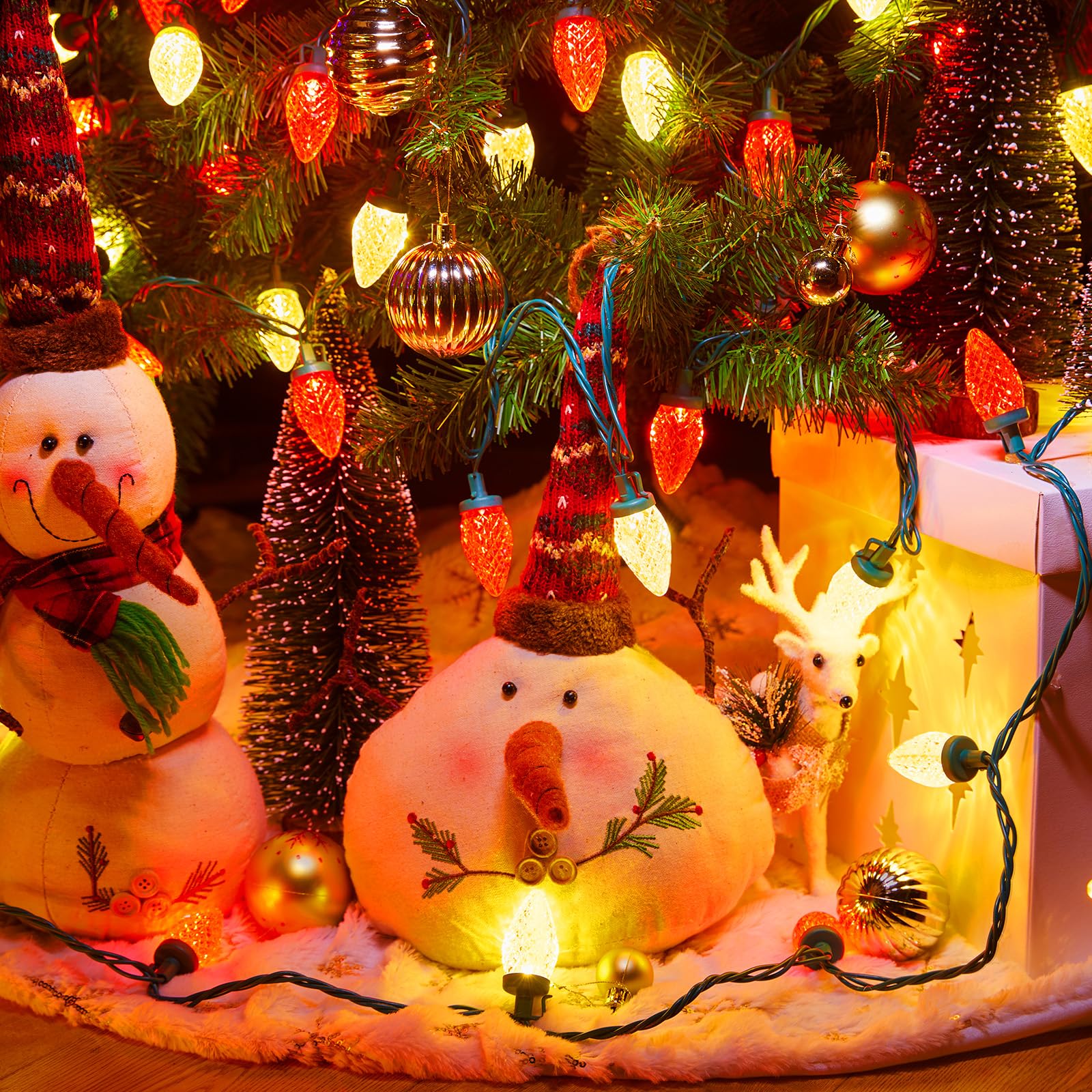 C9 Led Christmas String Lights, 66 Ft 100 Led Strawberry Roof Lights, Commercial Grade Waterproof Extendable For Indoor Outdoor