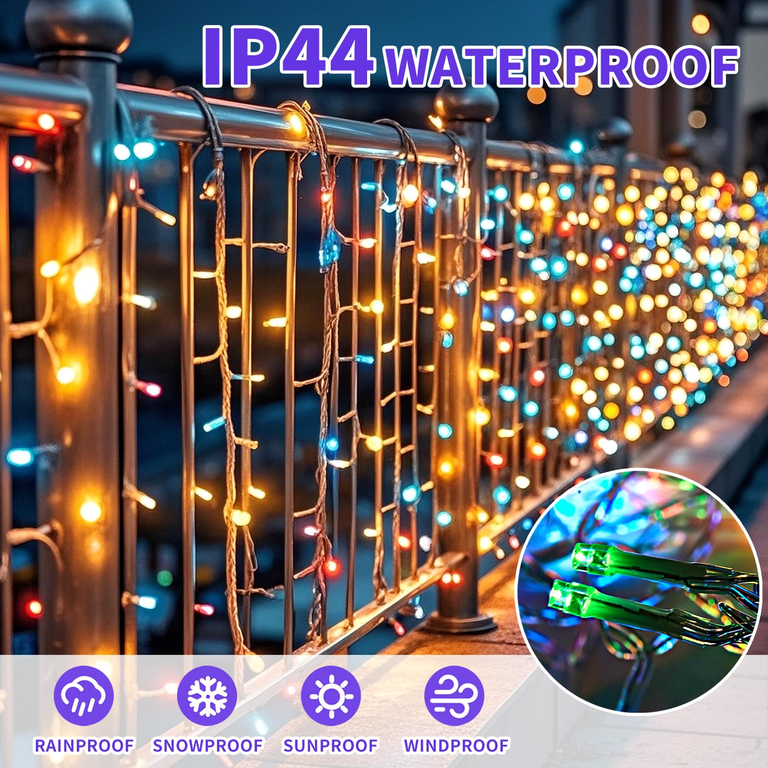 Etinga 100 Led String Lights 33Ft Multicolor  Plug In Fairy Lights With 8 Modes  Indoor Outdoor Christmas Lights For Tree Bedroom Patio Yard Holiday Party Decor (Multicolor  100 Led 33Ft)