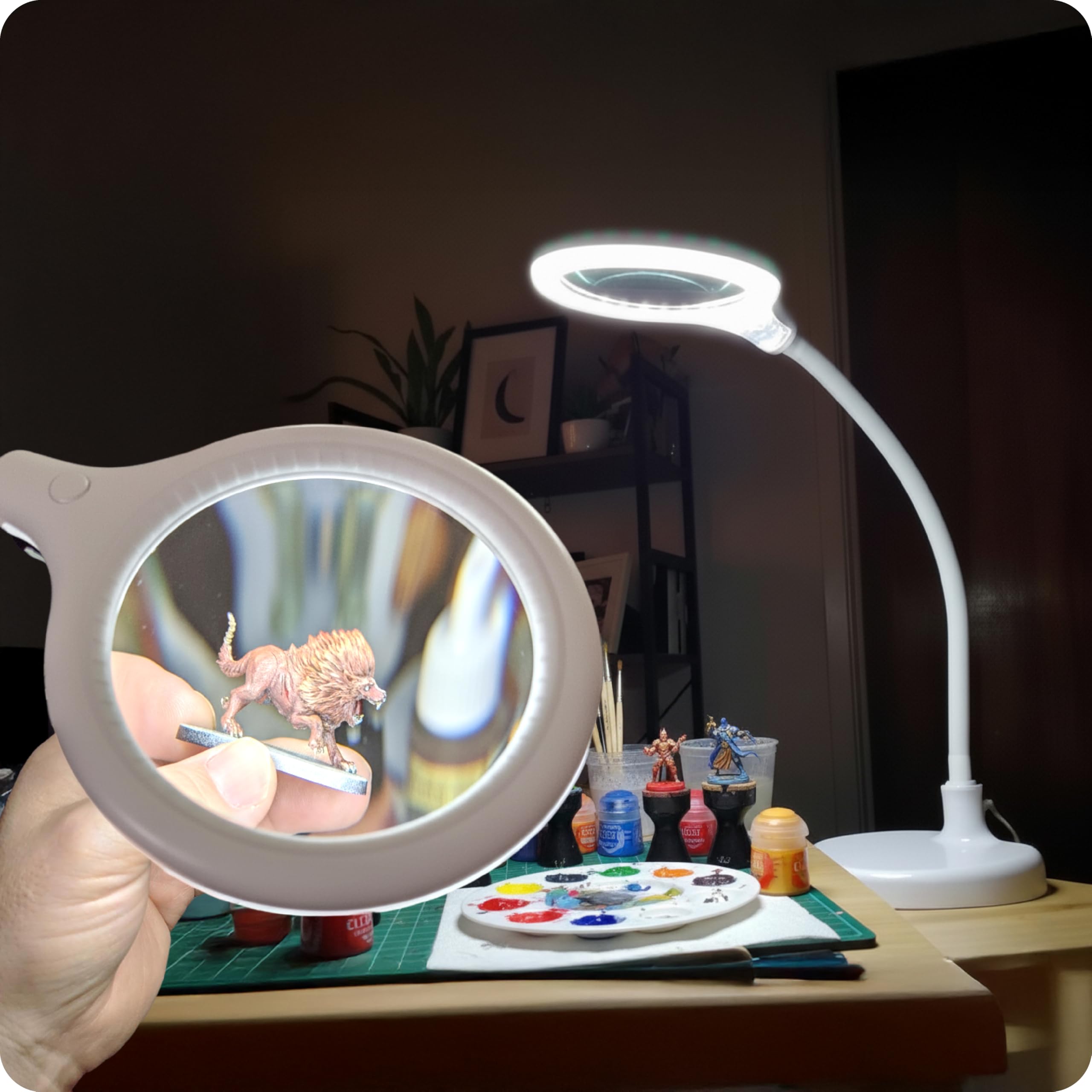 Brightech LightView Pro Flex 2-in-1 Magnifying Desk Lamp, 1.75x Magnifier, White, Model LTV2IN1-WH, Adjustable with Light for Crafts
