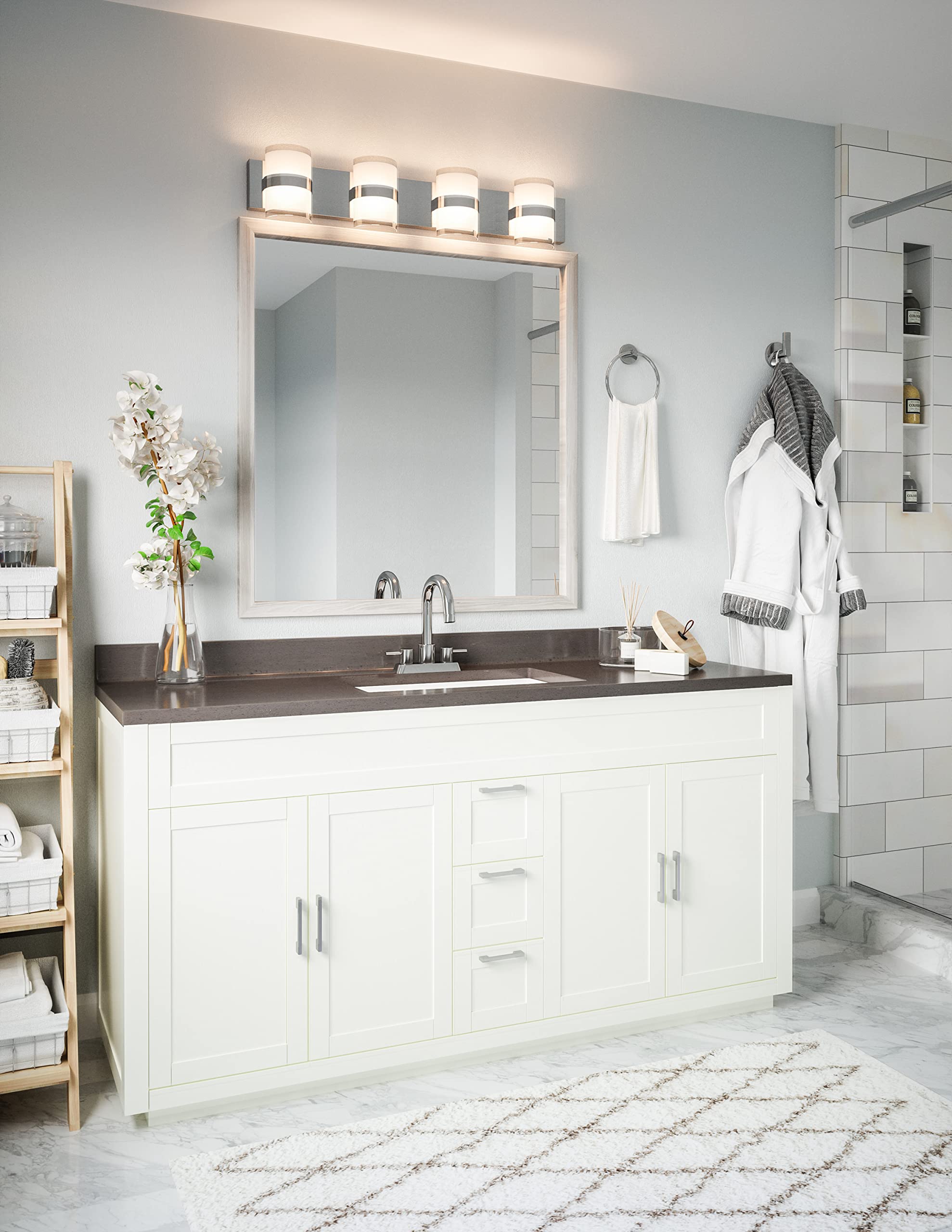 Design House 4-Light LED Vanity Light, Polished Chrome, Acrylic Frosted Shade, 32.5 in L, Model 577791