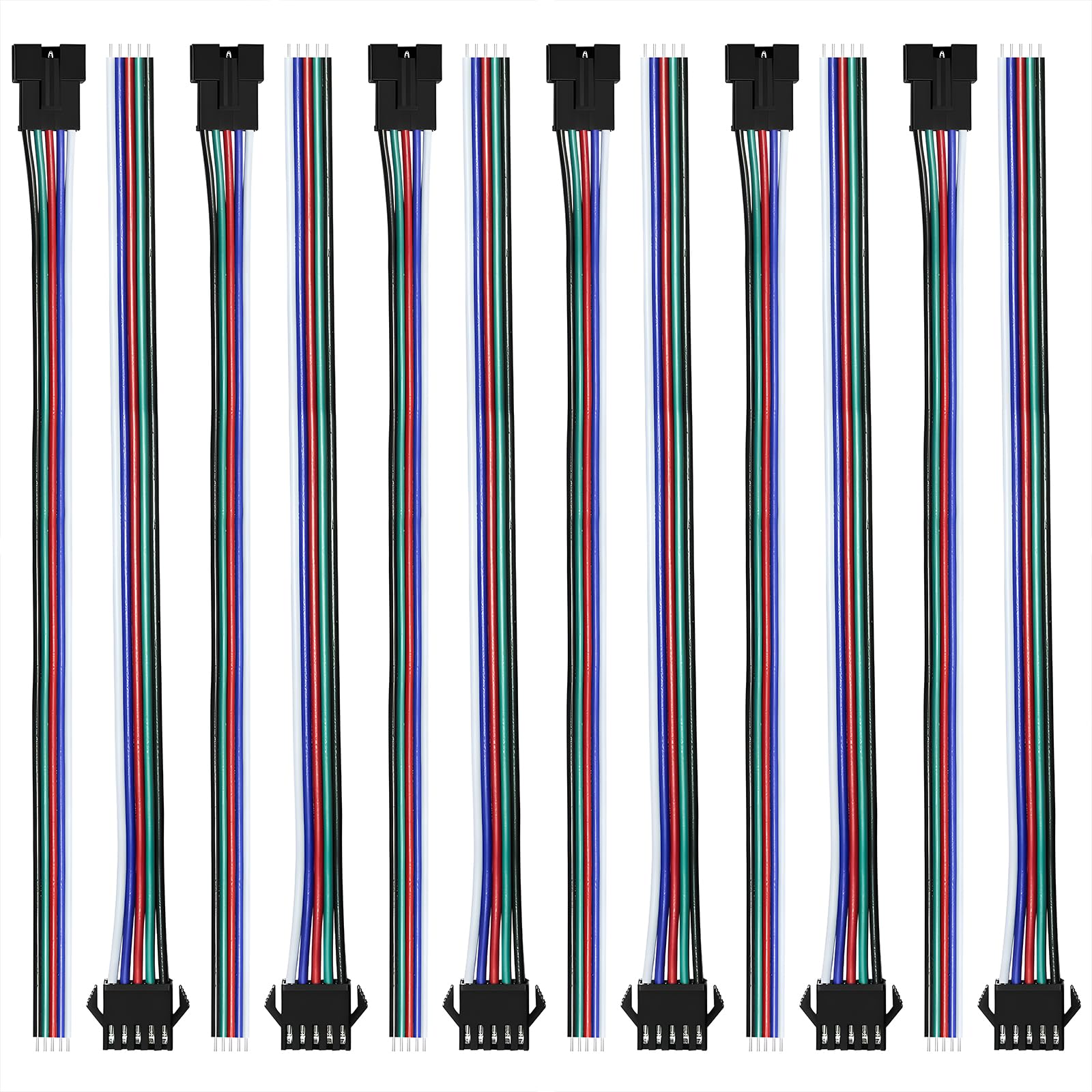 Visdoll 30 Pairs Jst Sm 5 Pin Connectors Female/Male 20Awg Wire 15Cm Cable Led Strip Connector For 5050 Rgbw Rgbww Led Strip Light