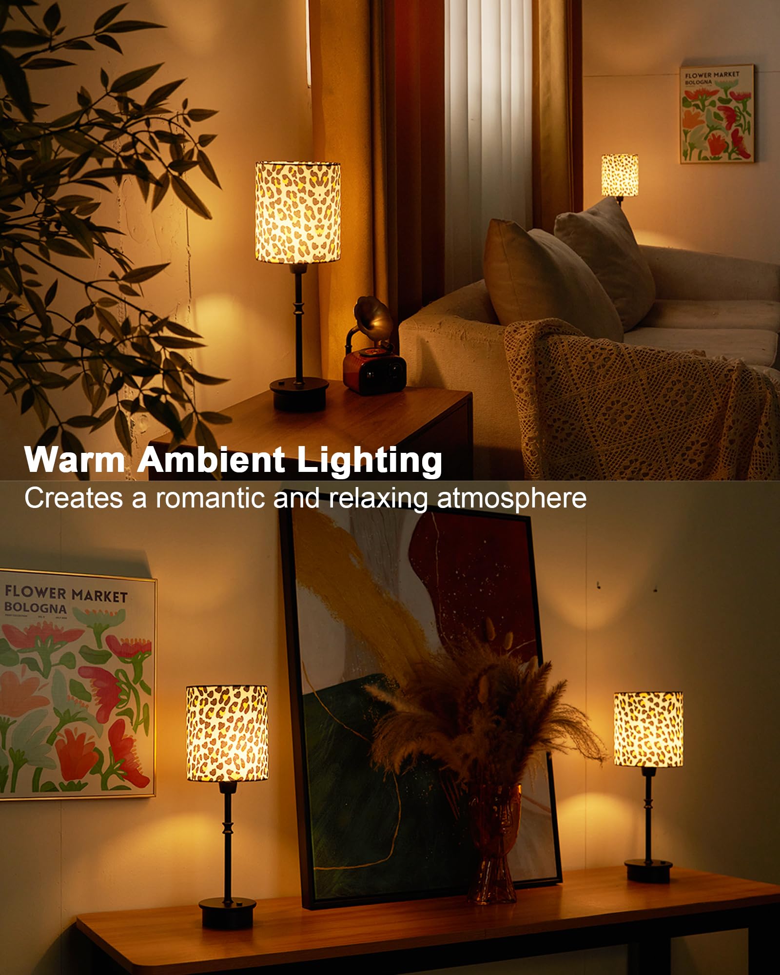UMEXUS Cordless Table Lamp, Rechargeable Dimmable Touch Light, Small, Black, Model 20633