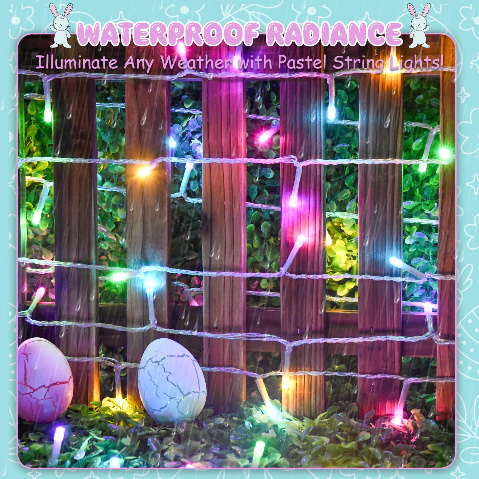 Cshare Easter String Lights Battery Operated,Pastel Easter Lights With Timer 9.8Ft 30Led Transparent Wire Fairy Lights For Easte