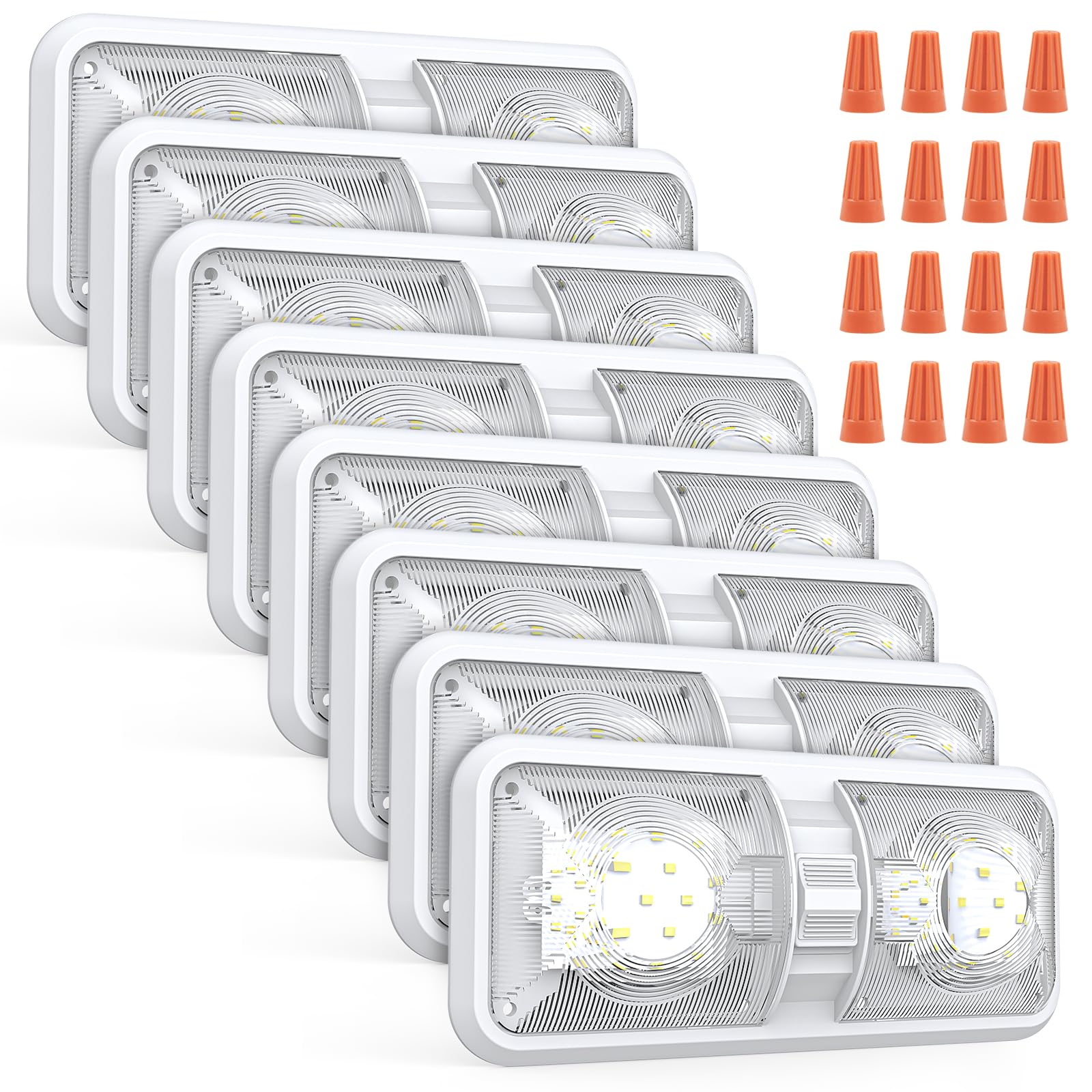 Aaleds RV Interior LED Lights, 12V, 1000LM, 8W, Ceiling Dome Light, 8Pack, Natural White