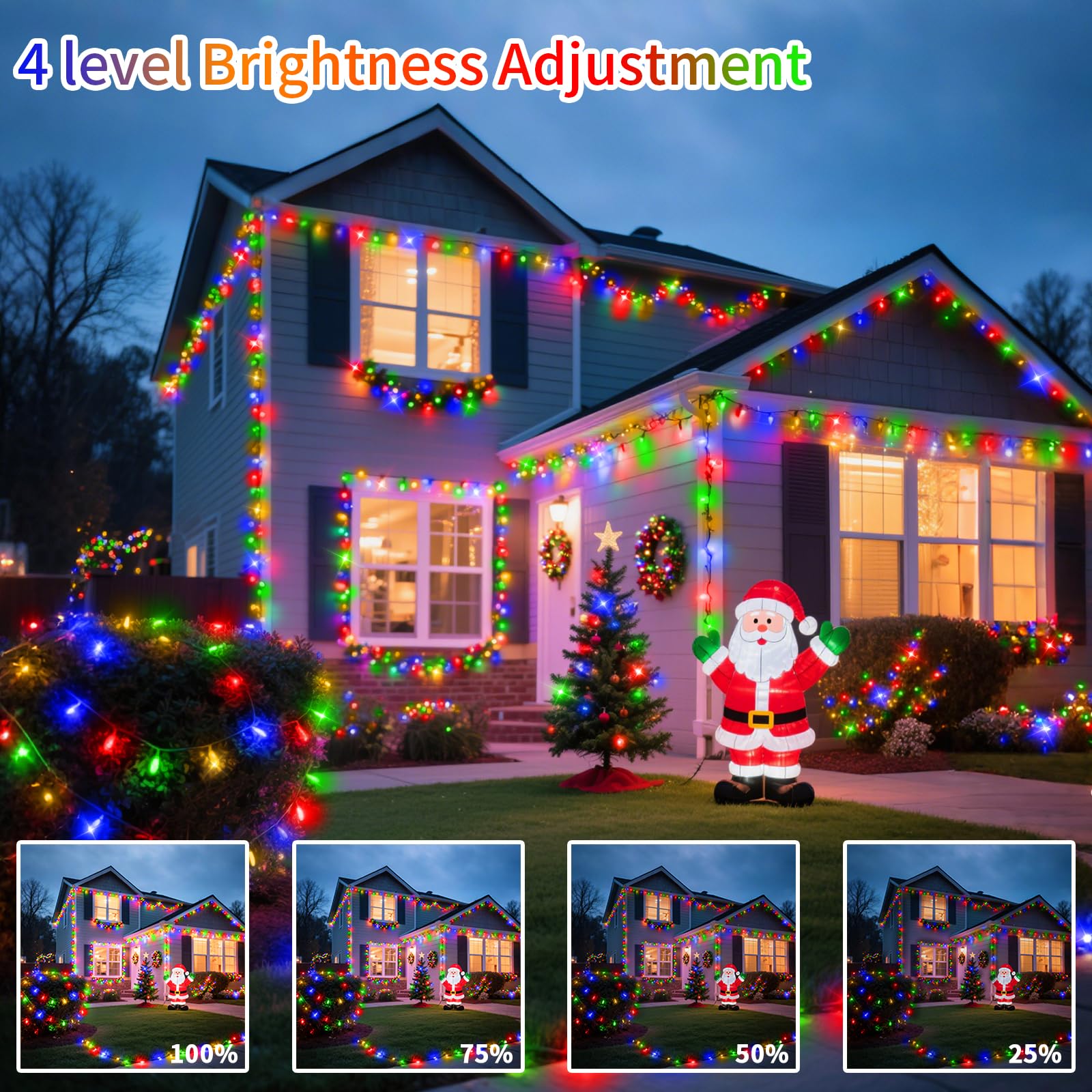 ROADAYLY Christmas Lights 500 LED 196FT Waterproof with Timer 8 Modes Multicolor Green Wire Model DAOYI02-MNO02-DAOYI
