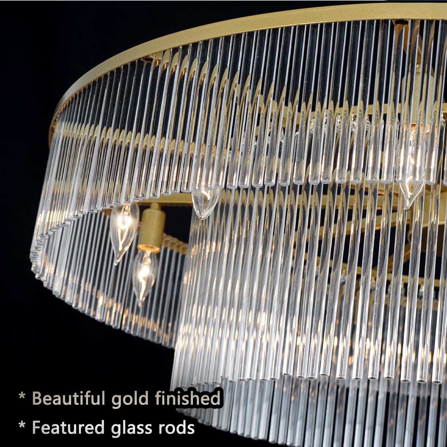 Akeelighting Modern Glass Chandelier Gold Chandeliers For High Ceiling Foyer Entryway Hanging Large Light Fixture For Grand Livi
