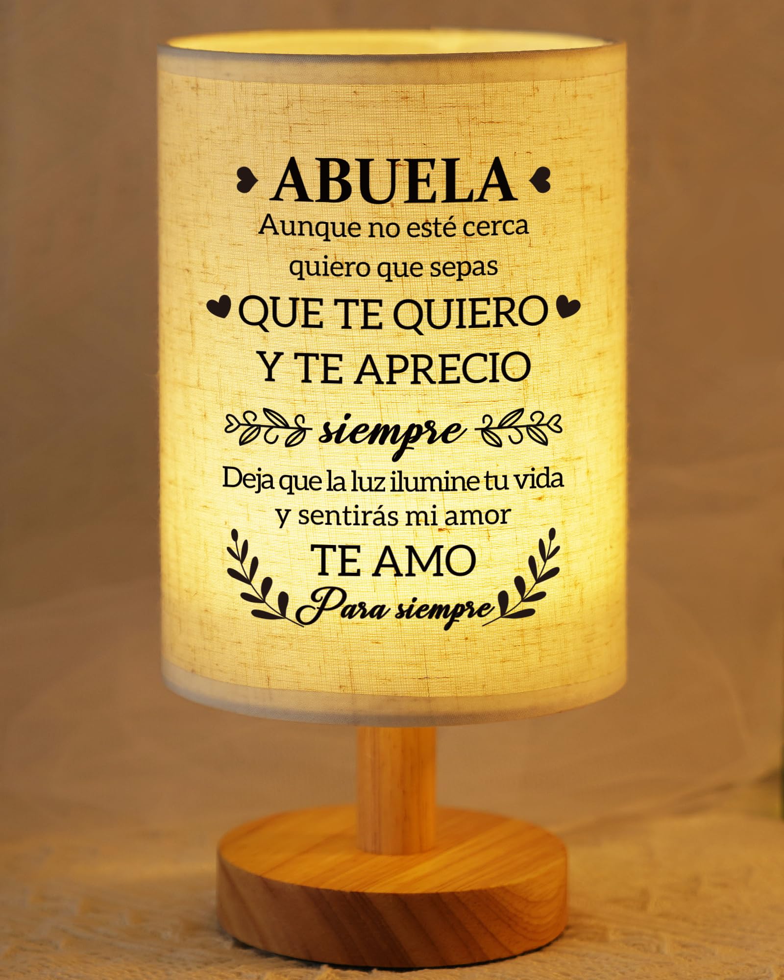 SUEHHYY Birthday Gifts for Grandma in Spanish, Regalos para Abuela Fabric Bedside Table Lamp Presents, Mothers Day Christmas Val