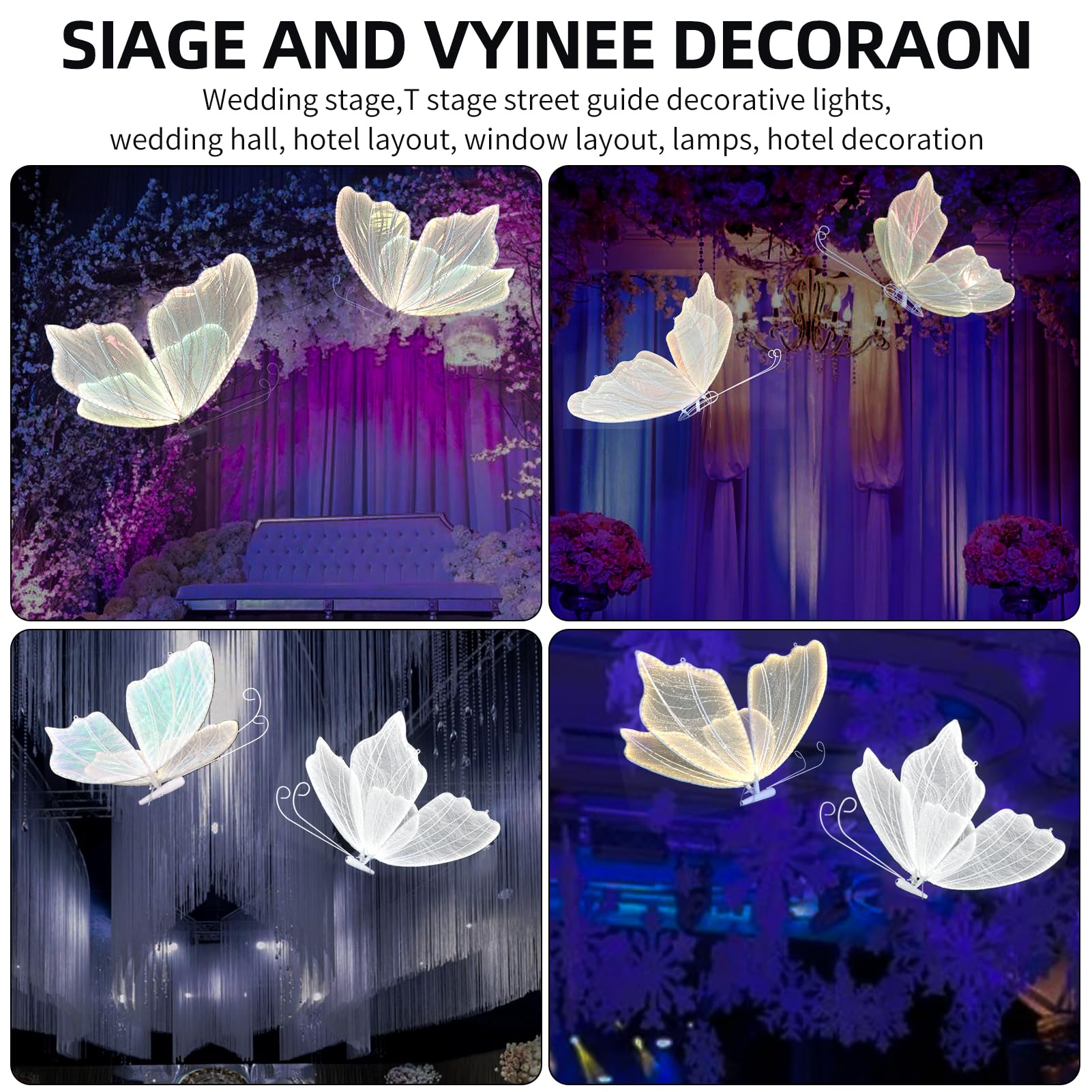 ECGOIOE Wedding Butterfly Floor Lamp, 60CM/24IN, Colored Silver, Iron Material, Creative Ceiling Hanging Decoration