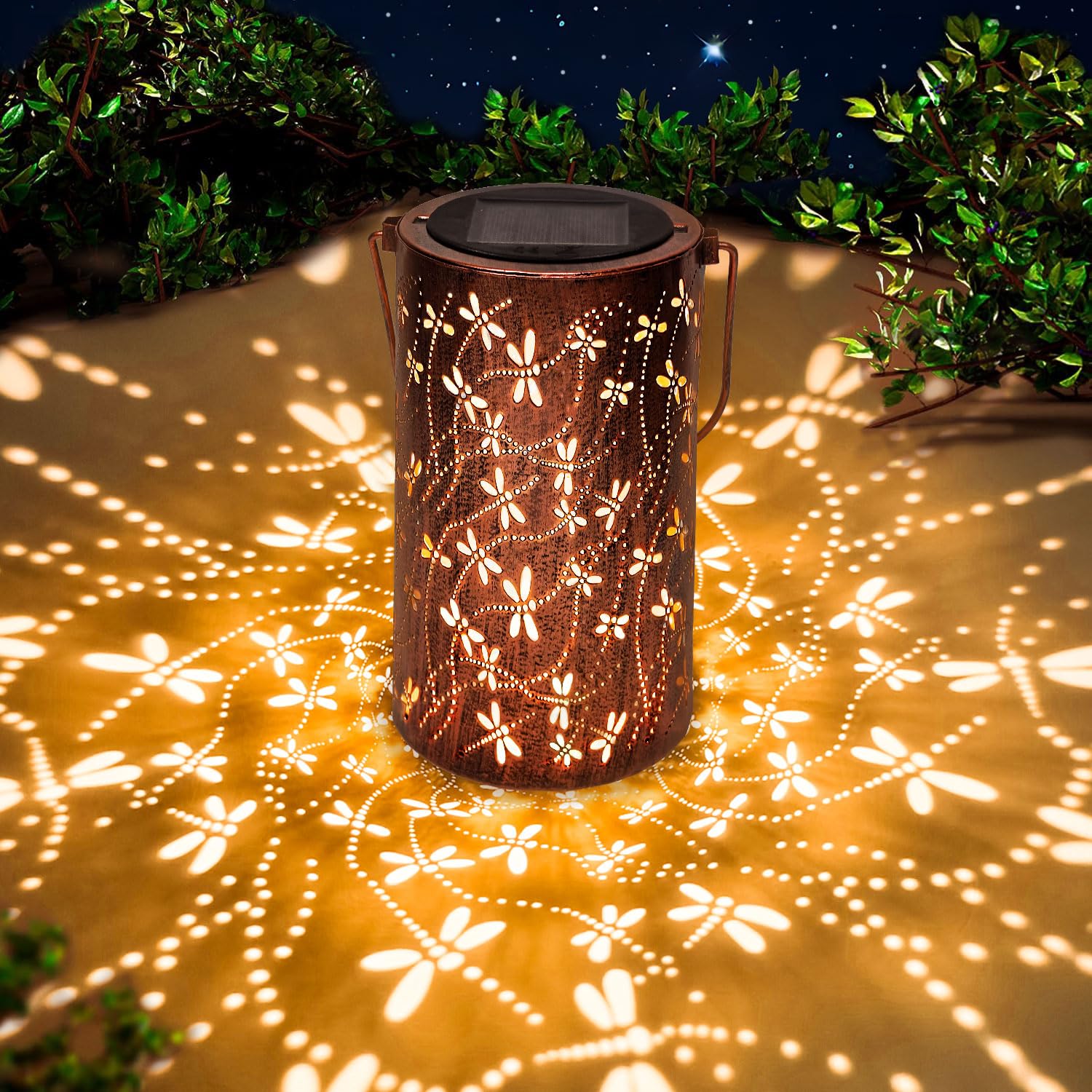 AZEEBOI Solar Lanterns Outdoor Waterproof Dragonfly Lantern Garden Decor Birthday Christmas Gifts for Women Mom Grandma Hanging 