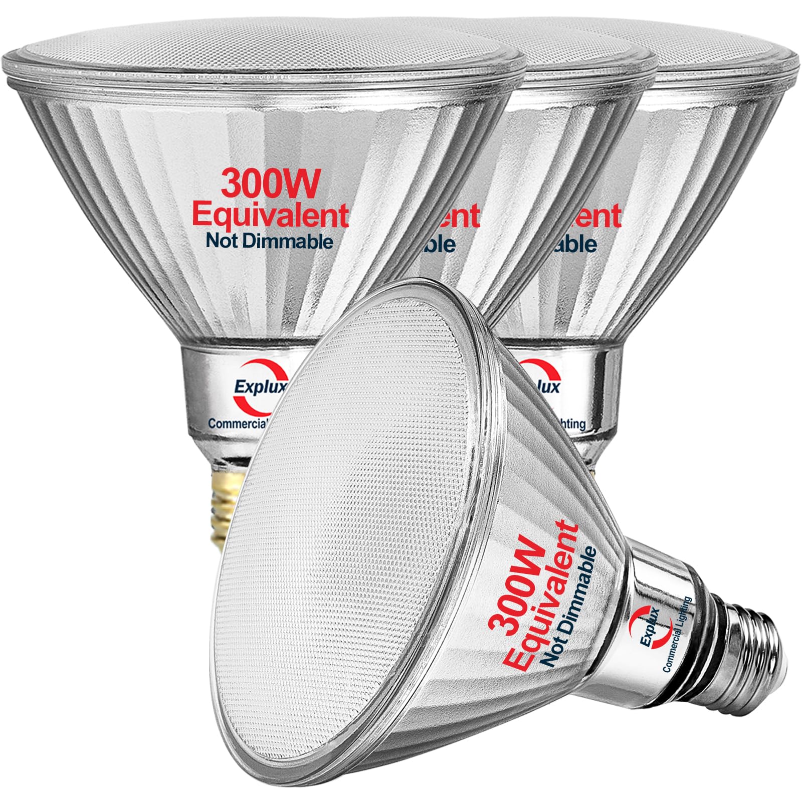 Explux 300 Watt Equivalent PAR38 LED Flood Light Bulb, Ultra Bright 4100 Lumens, Non-Dimmable, Full-Glass Outdoor Waterproof & A