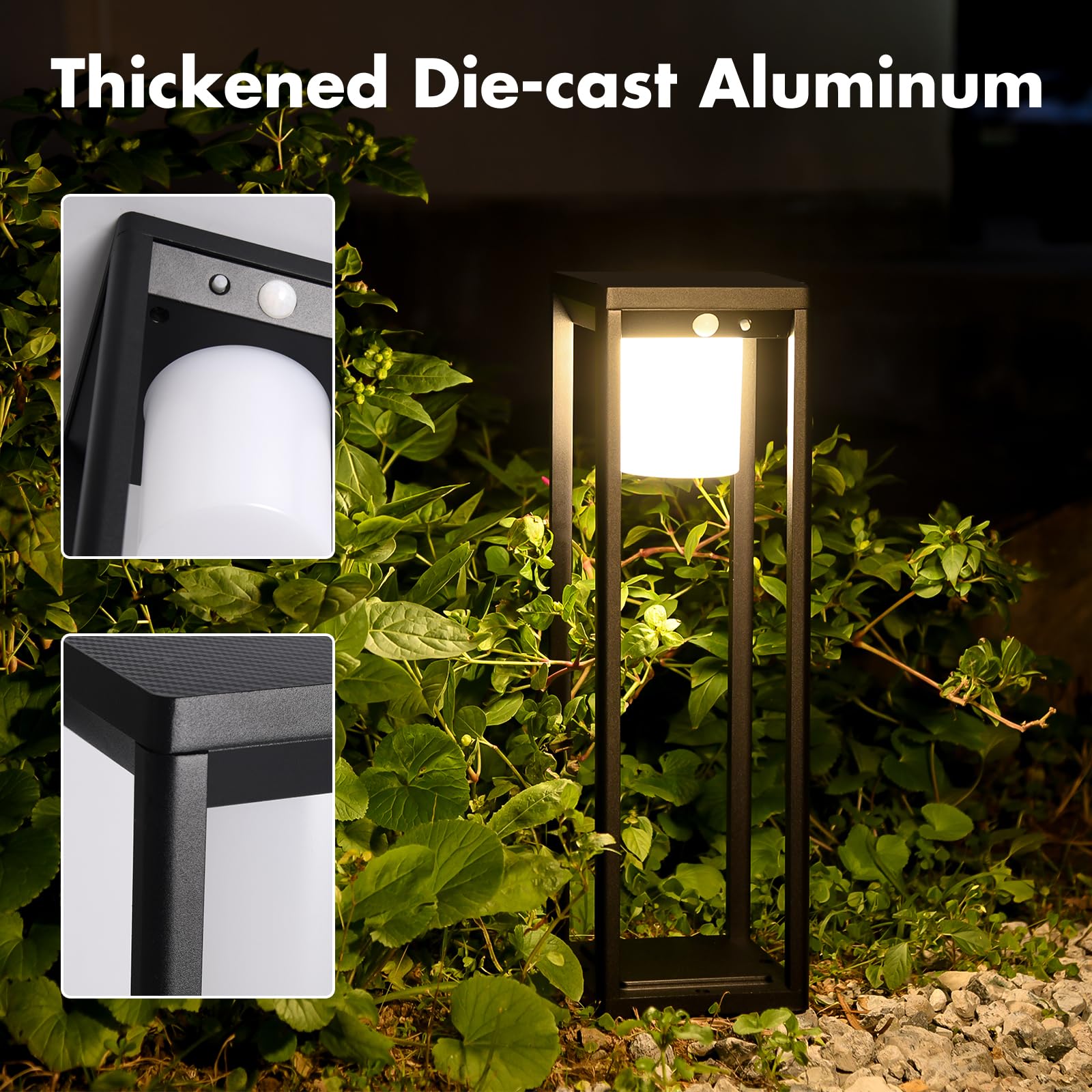 Brimmel Solar Pathway Lights Outdoor, Aluminum Waterproof Floor Lamp, 3 Lighting Modes With Motion Sensor, 600 Lumens Super Brig