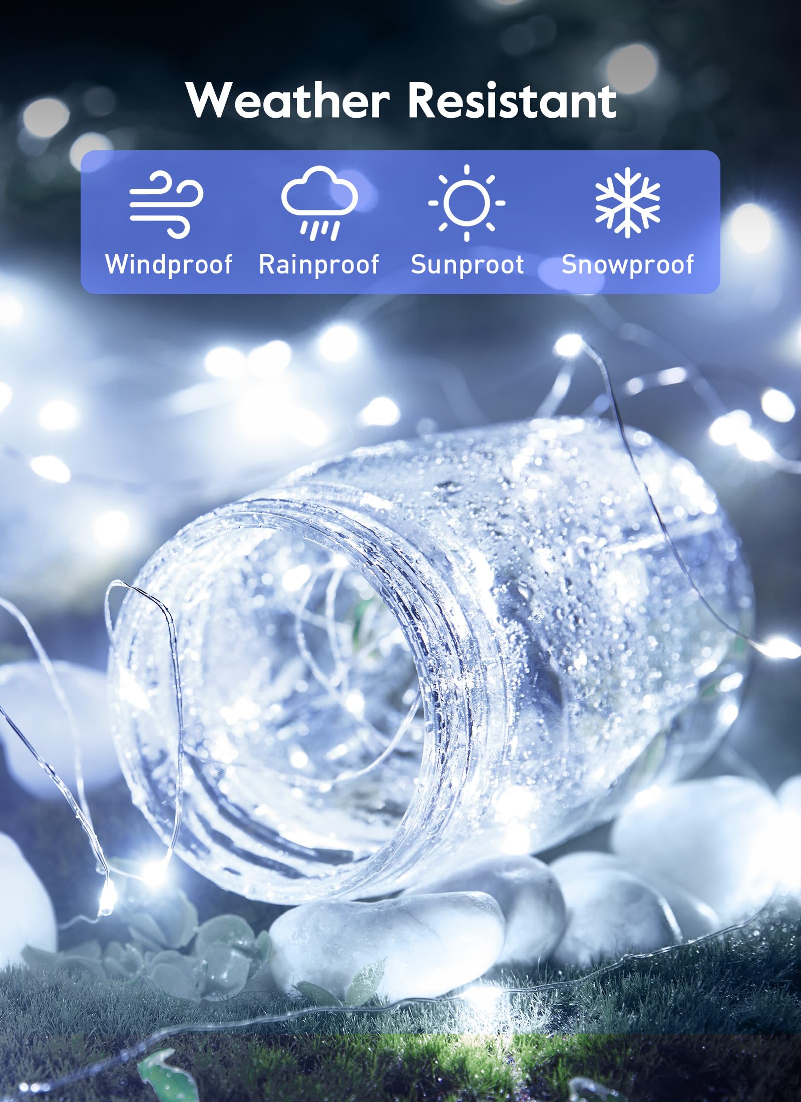 Minetom 33ft USB Fairy Lights, 100 LED Twinkle String Lights, Remote & Timer, Waterproof, Pure White, Ideal for DIY Party & Christmas Decor