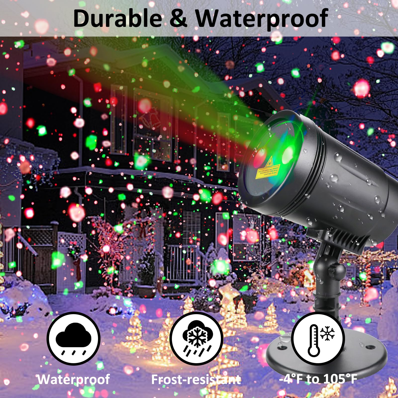 Christmas Projector Lights Outdoor, Outdoor Garden Laser Lights Spotlight Red And Green Star Show With Rf Wireless Remote Christ